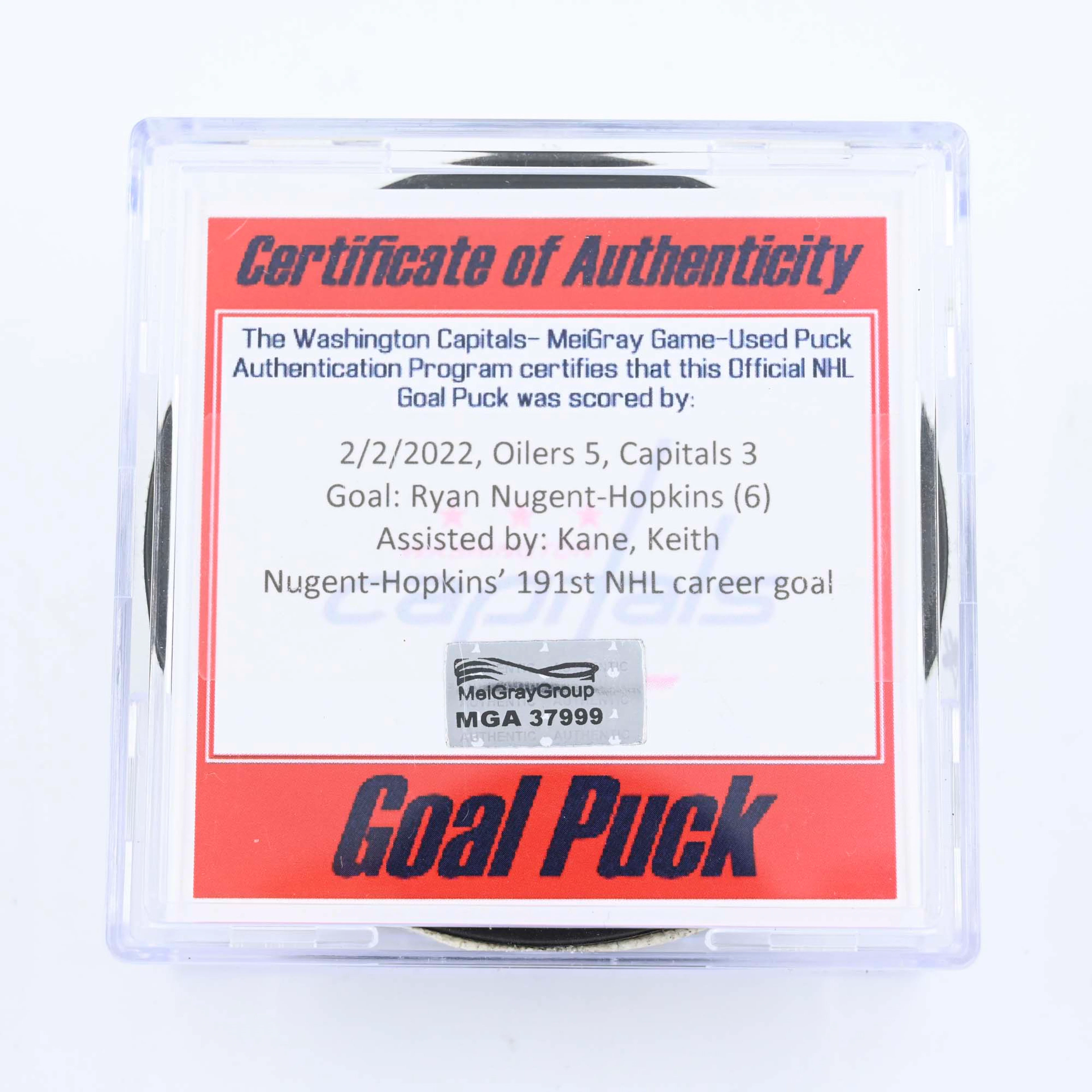 Ryan Nugent-Hopkins - Edmonton Oilers - Goal Puck - February 2