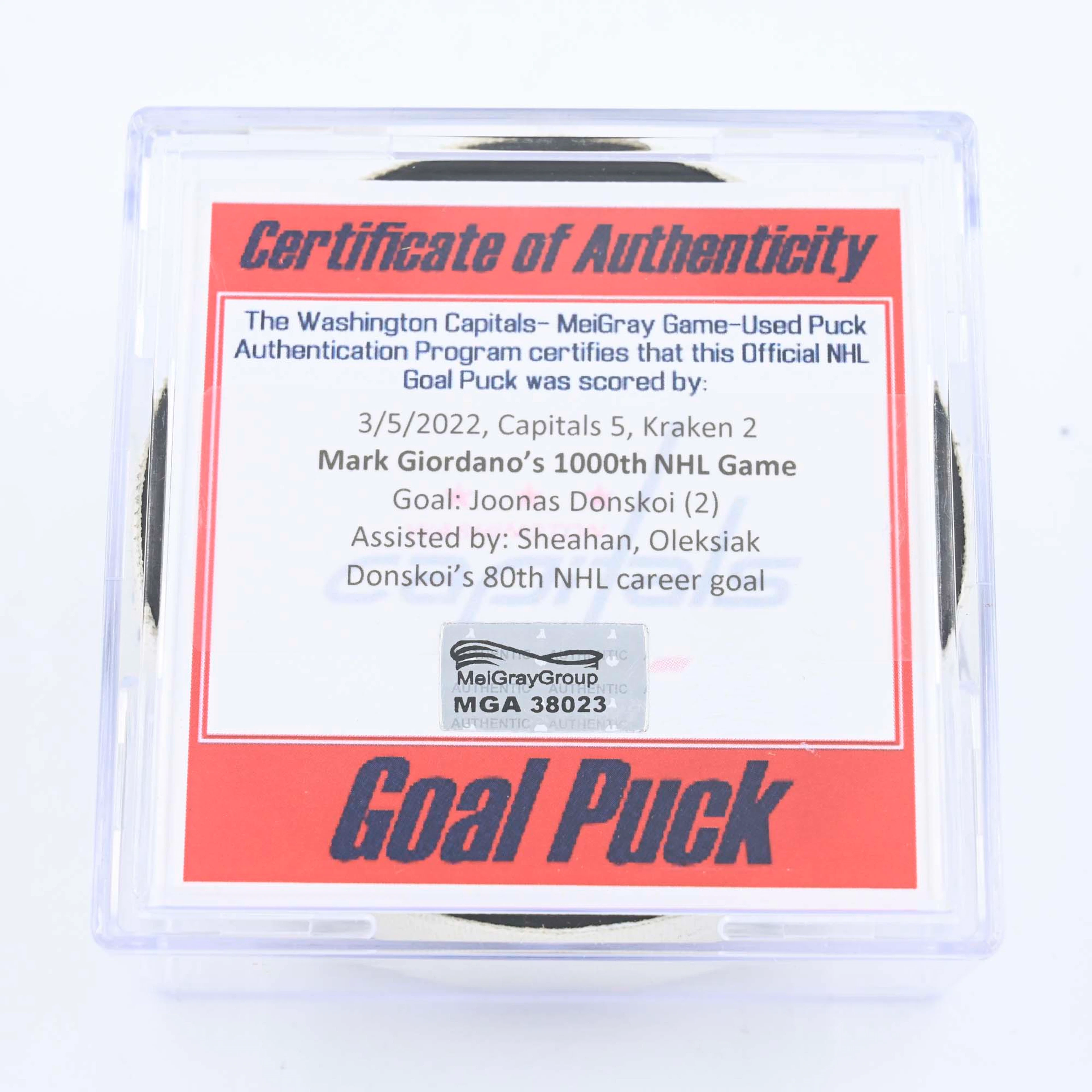 Joonas Donskoi - Seattle Kraken - Goal Puck - March 5