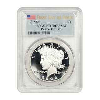 2023-S $1 Peace Dollar PCGS PR70DCAM (First Day of Issue)