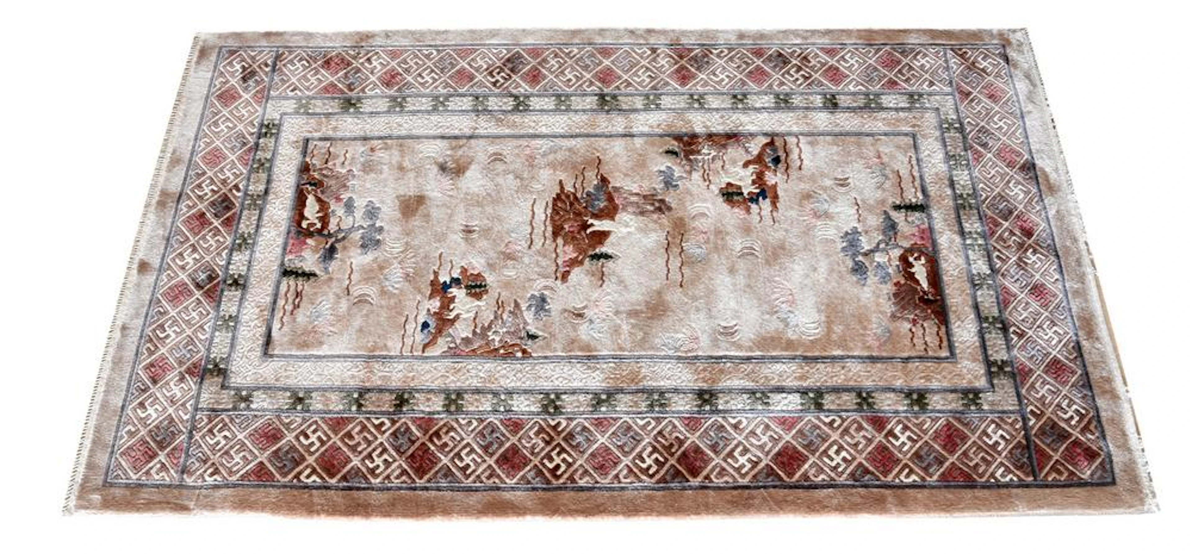 A Chinese silk rug late 20th century