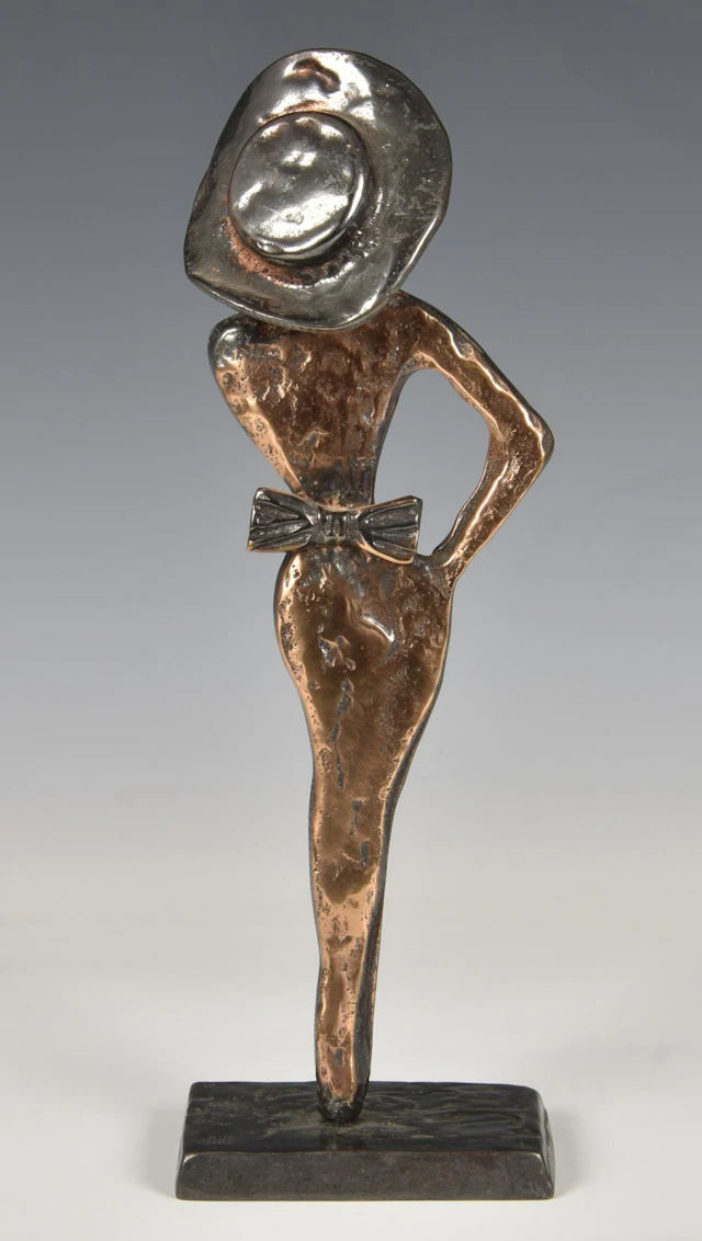 Yves Lohe patinated bronze female figure