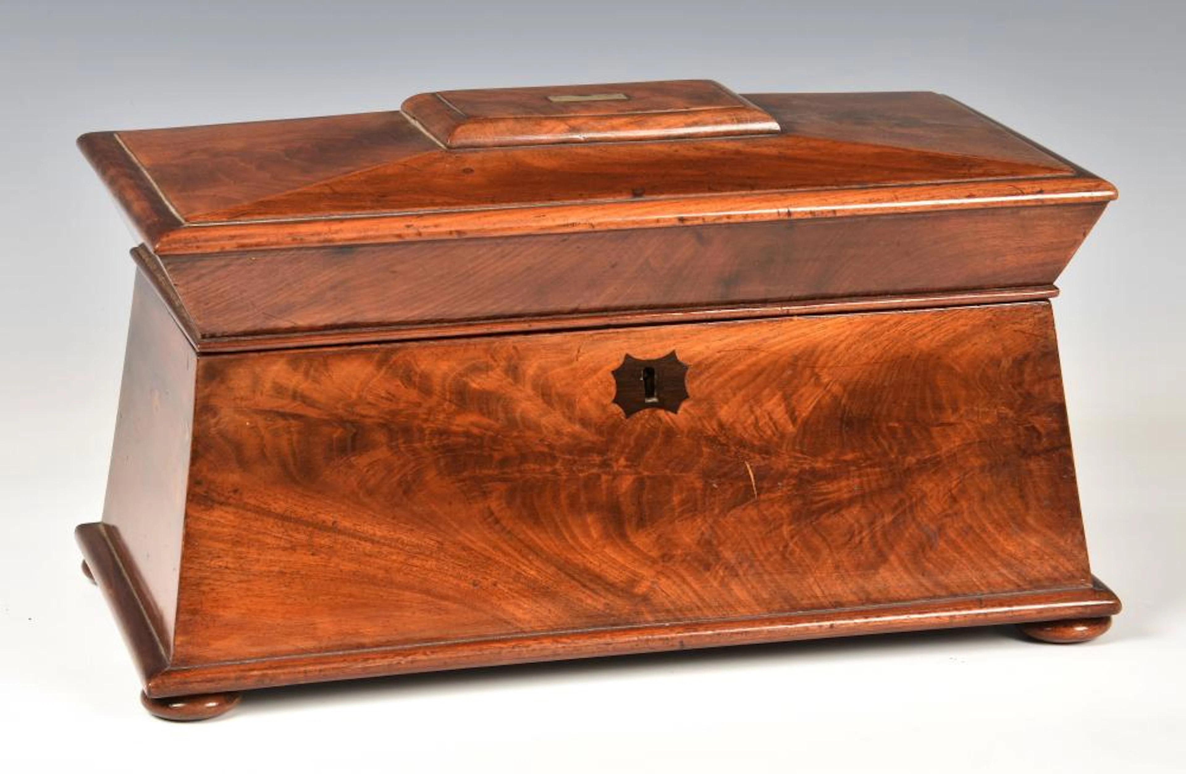A mid-19th century mahogany tea caddy
