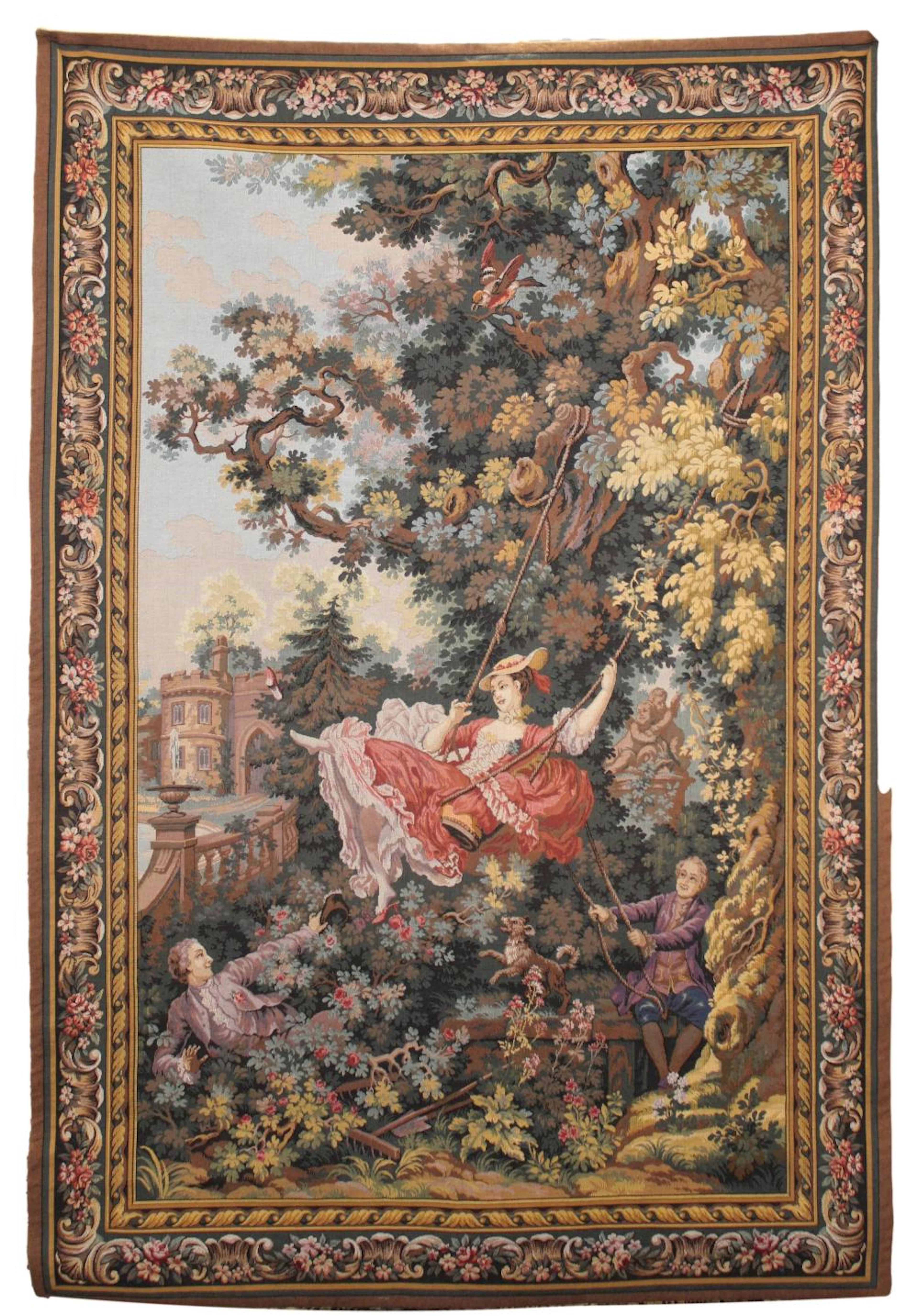 A Hines of Oxford tapestry 'The Swing' after Jean-Honoré Fragonard (1732-1806)