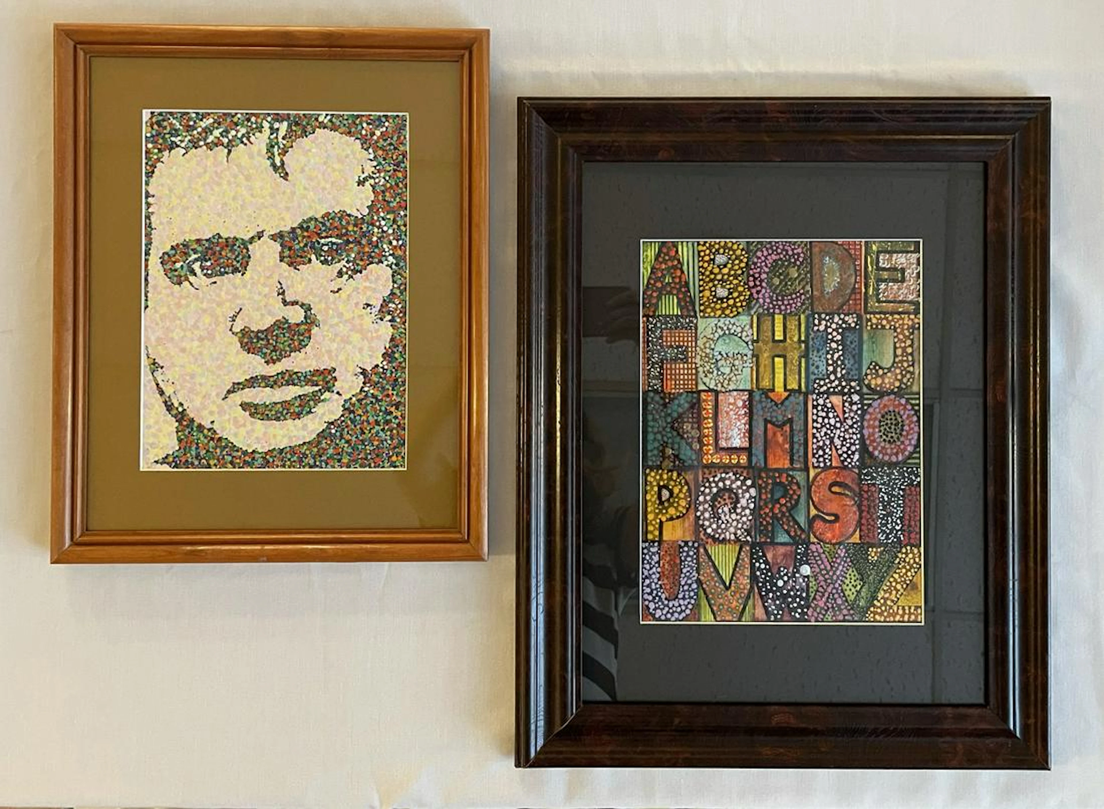 John Loree Pointillism Portrait & Alphabet Acrylic