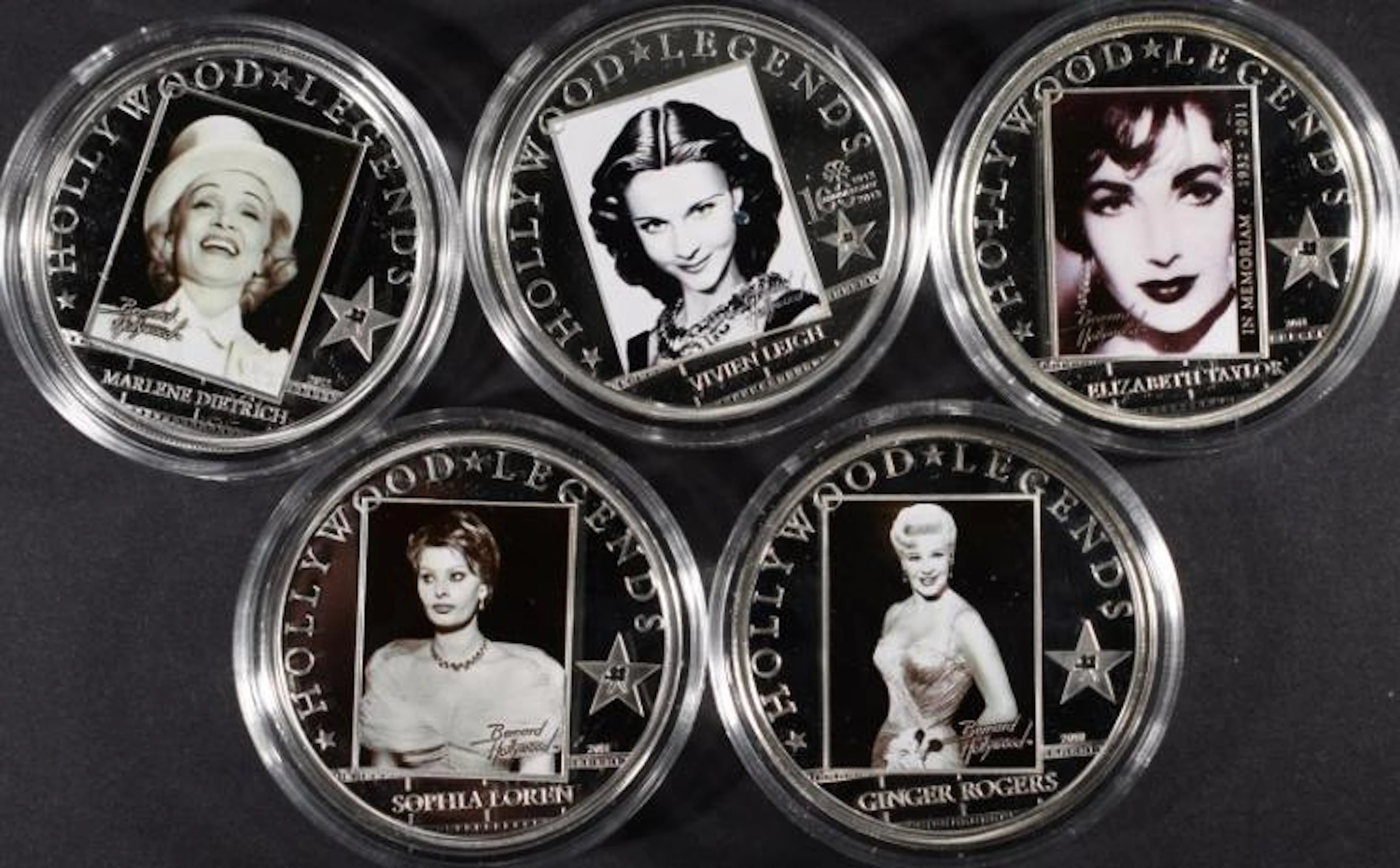 HOLLYWOOD LEGENDS SILVER 5 COIN SET