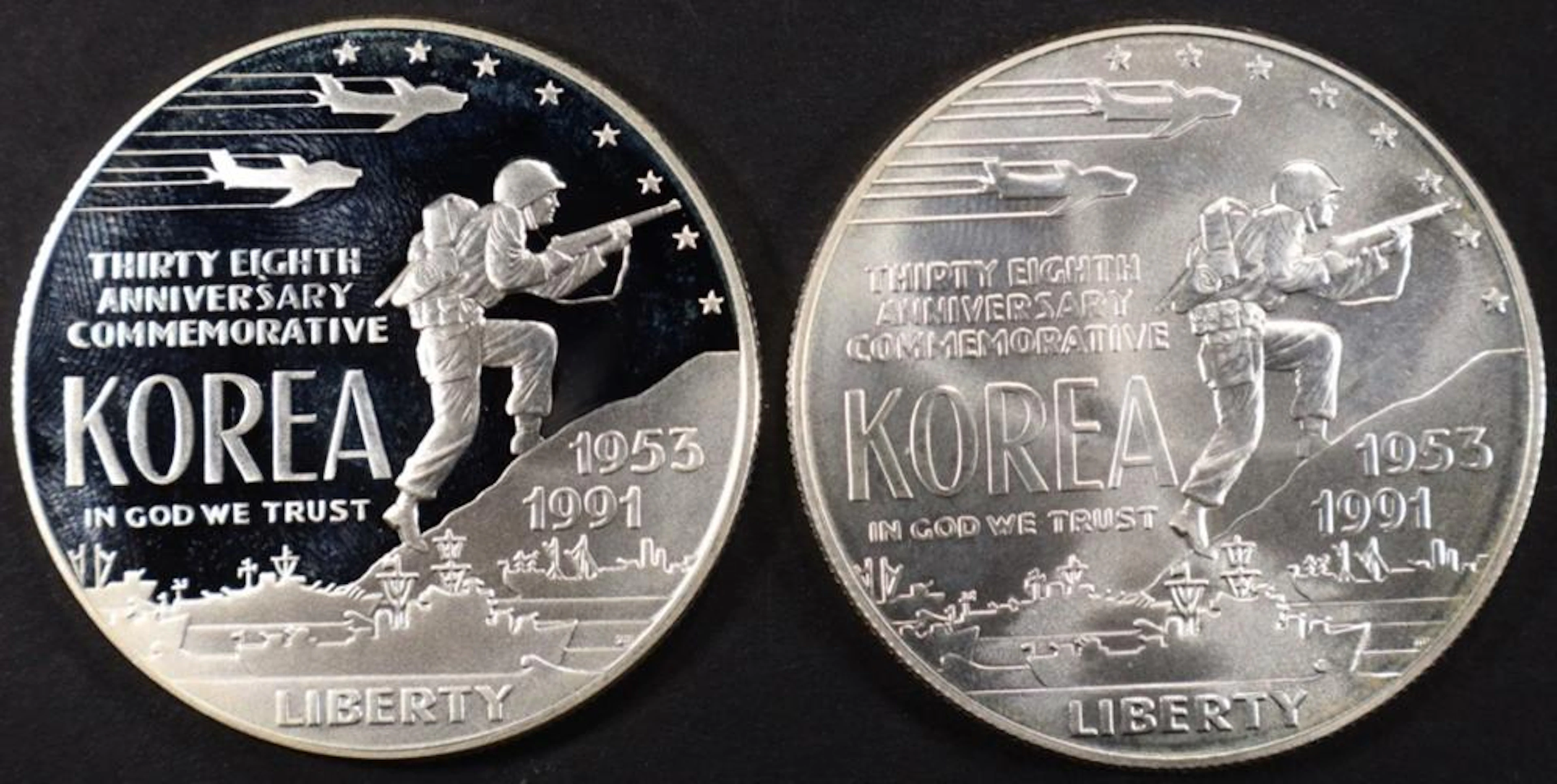 1991-D, P KOREAN WAR $1 SILVER COMM COINS