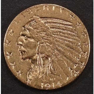 1914-S $5 GOLD INDIAN AU/BU
