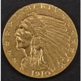 1910 $2.5 GOLD INDIAN CH BU