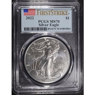 2022 AMERICAN SILVER EAGLE PCGS MS70 FIRST STRIKE