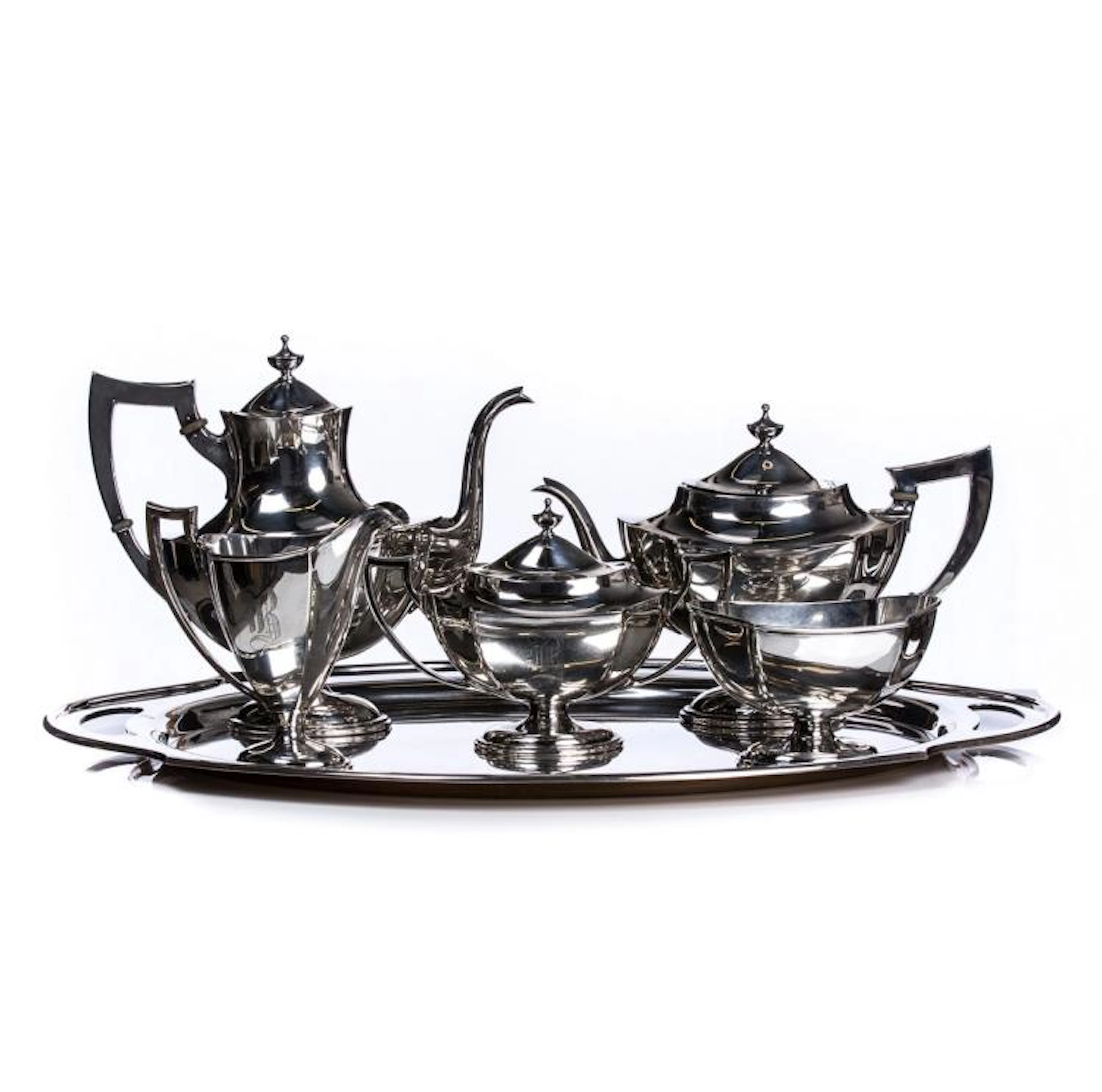 STERLING SILVER 5 PIECE COFFEE SET WITH TRAY