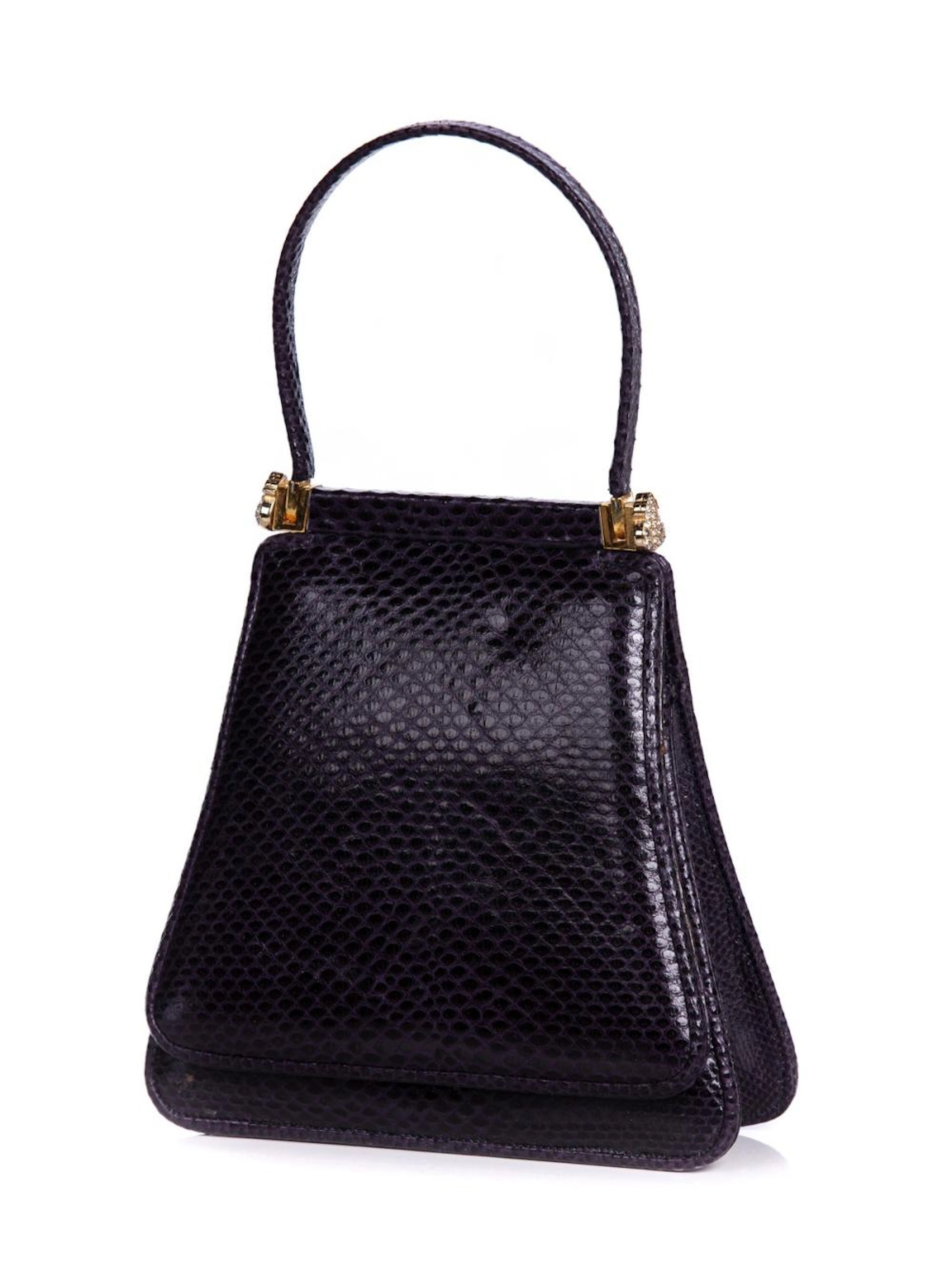 JUDITH LEIBER PURPLE REPTILE DRESSY BAG