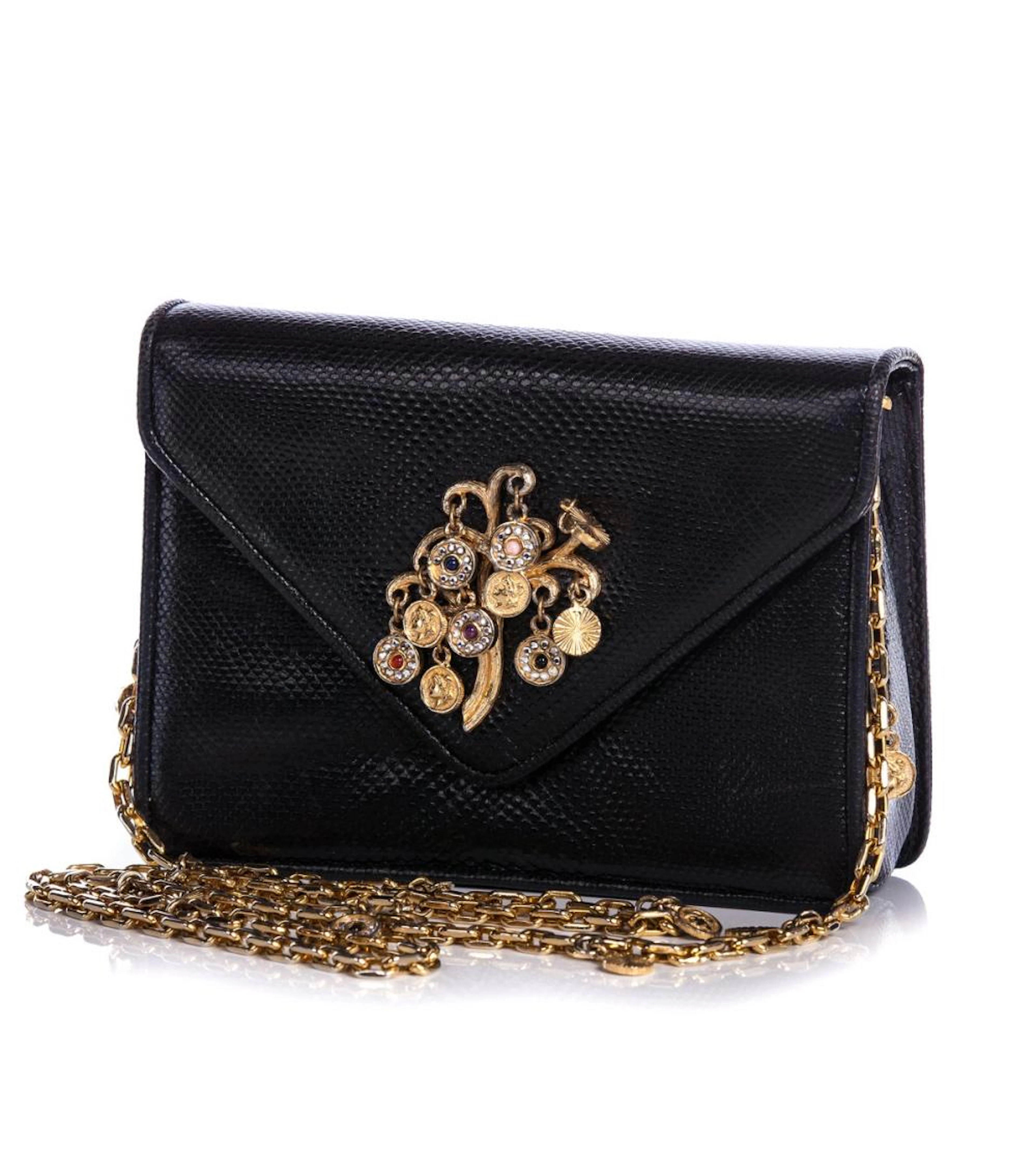 JUDITH LEIBER TREE REPTILE DRESSY BAG