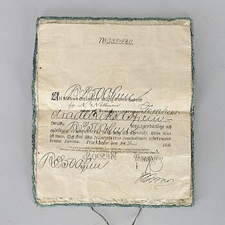 A swedish embroidered silk wallet, dated 1818.