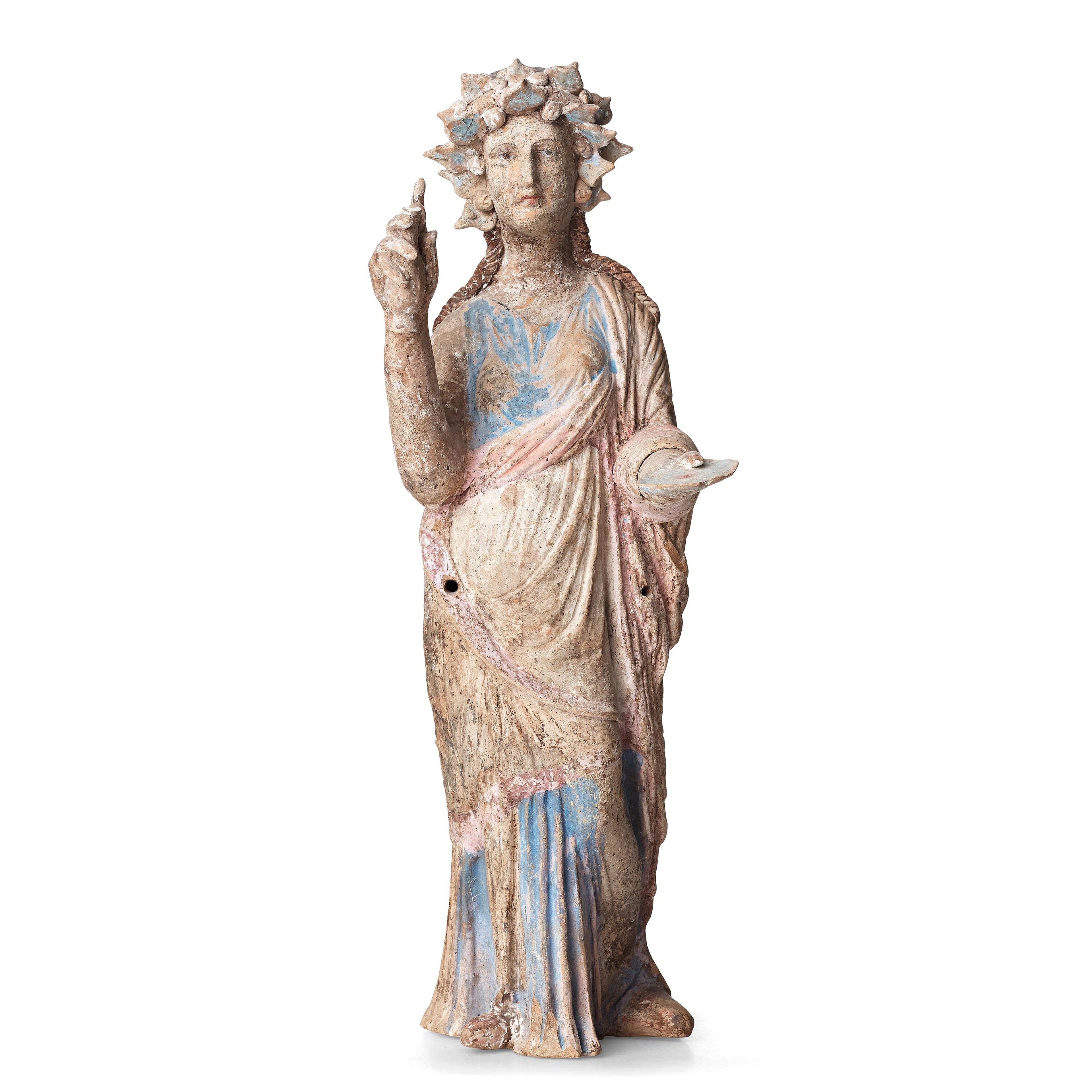 A Greek pottery sculpture of an elegant lady