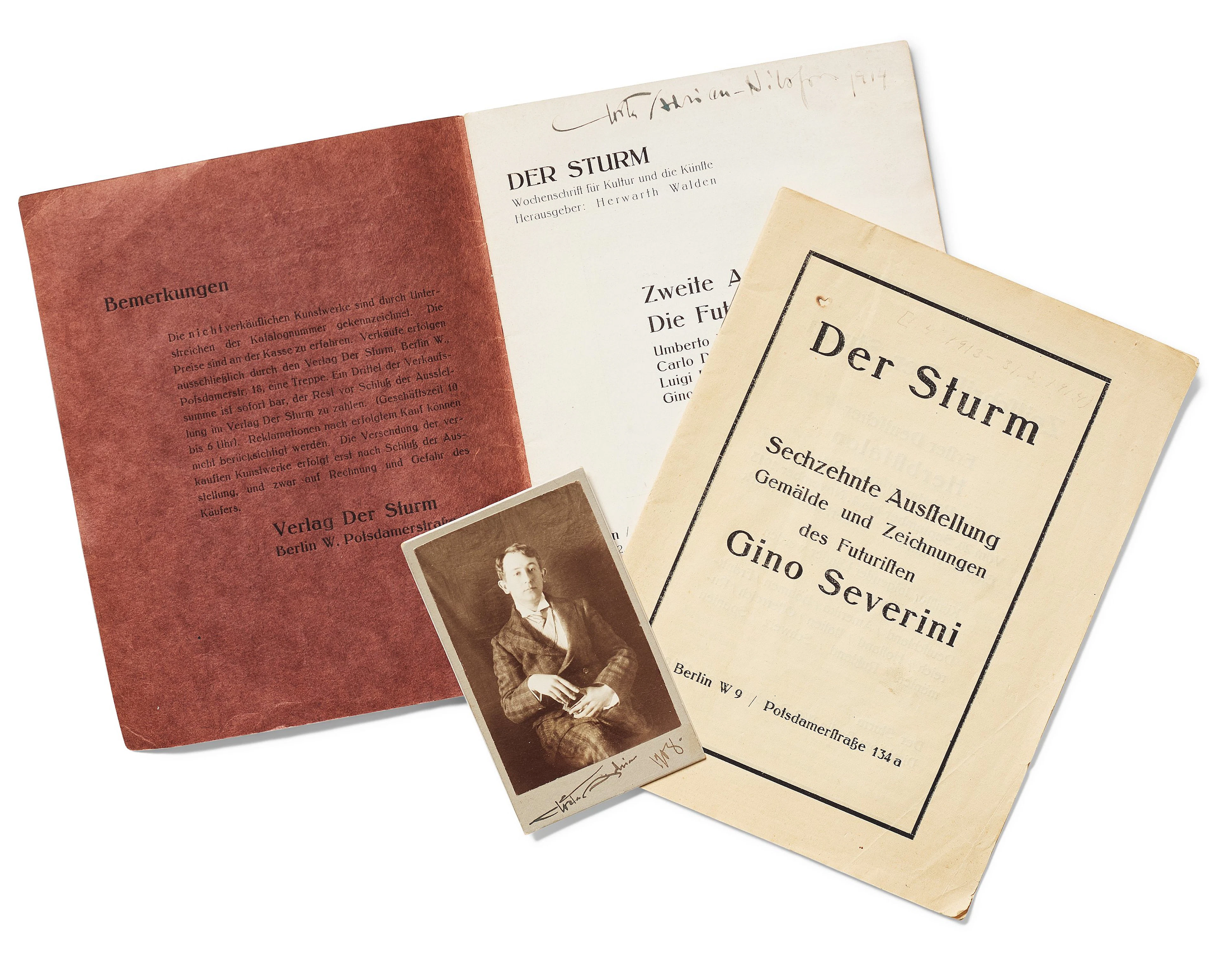 Exhibition catalogues from Der Sturm (2) and a photo...