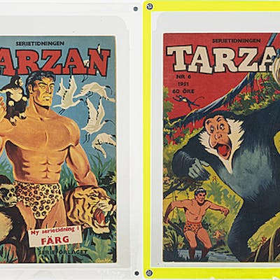 Serietidningar, 2 st "Tarzan", Nr 1 & 6 1951.