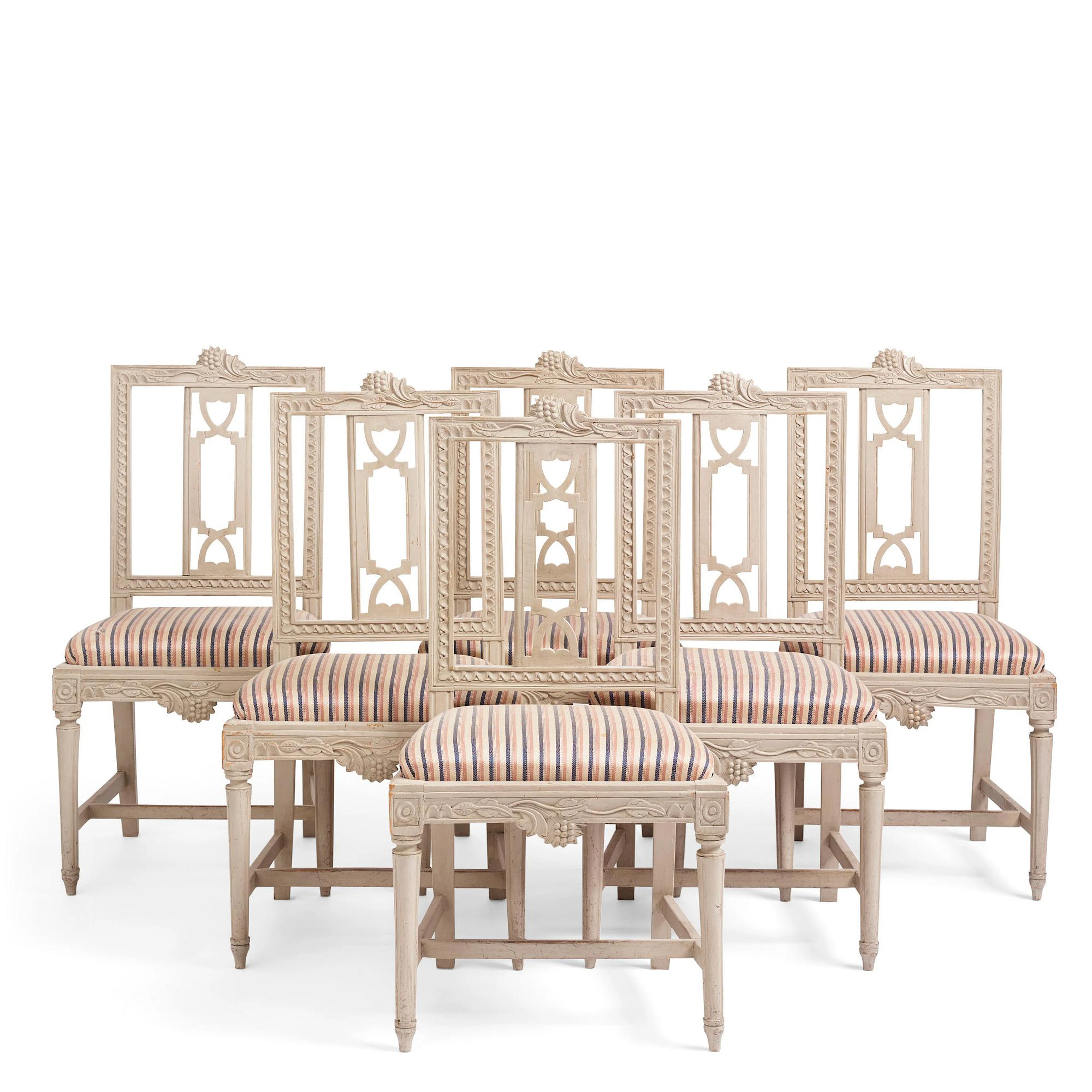 A set of six late Gustavian chairs after a model by Carl Wilhelm Carlberg