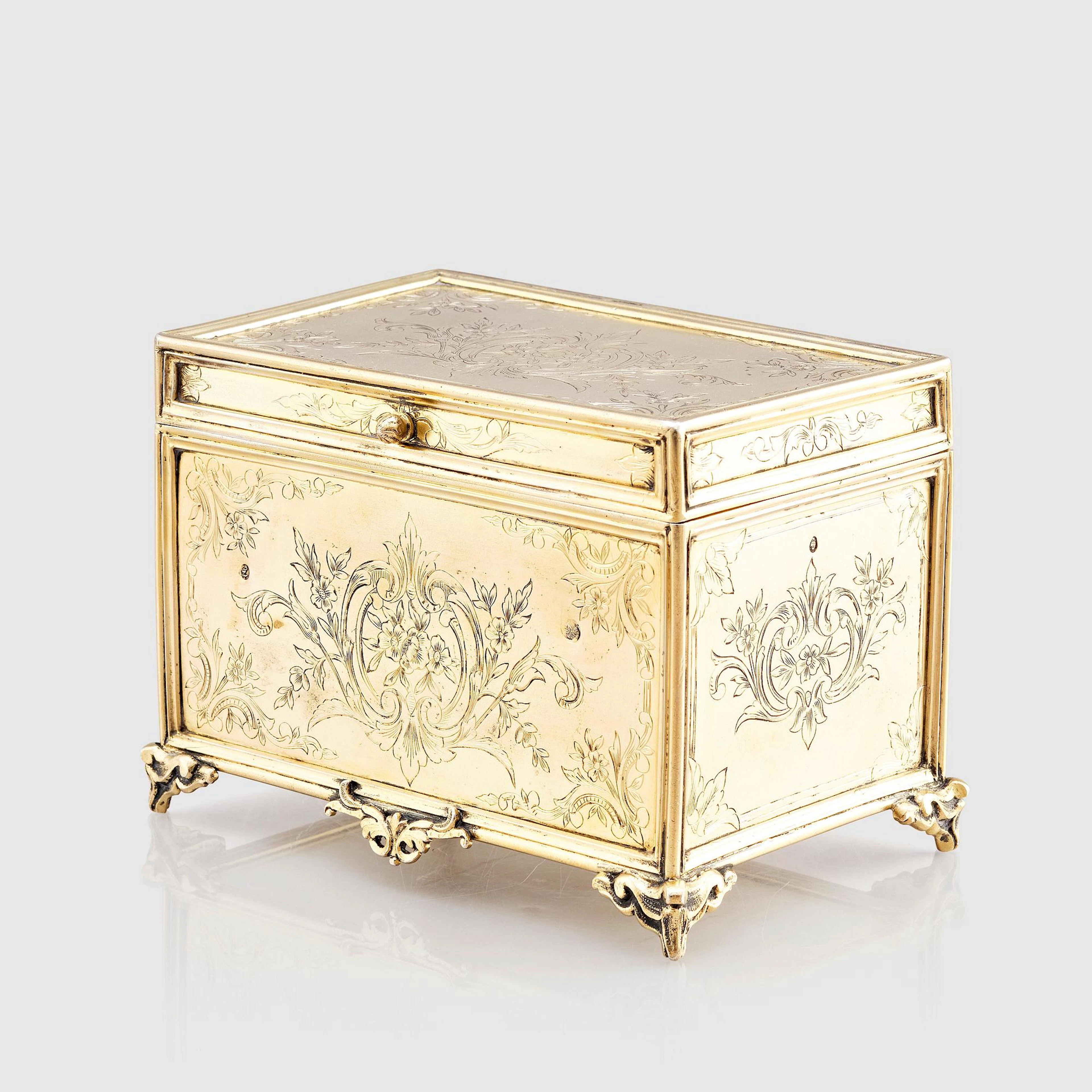 An ottoman empire gilded silver box, Abdul Hamid II's reign (1876-1909)