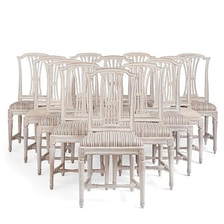 A set of twelve Gustavian chairs by J. Hammarström (master 1794-1812)