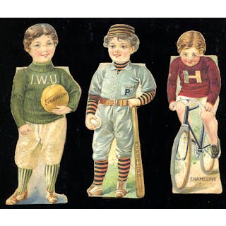 1890's J. L. Prescott Enameline College Colors Die-cut Dolls