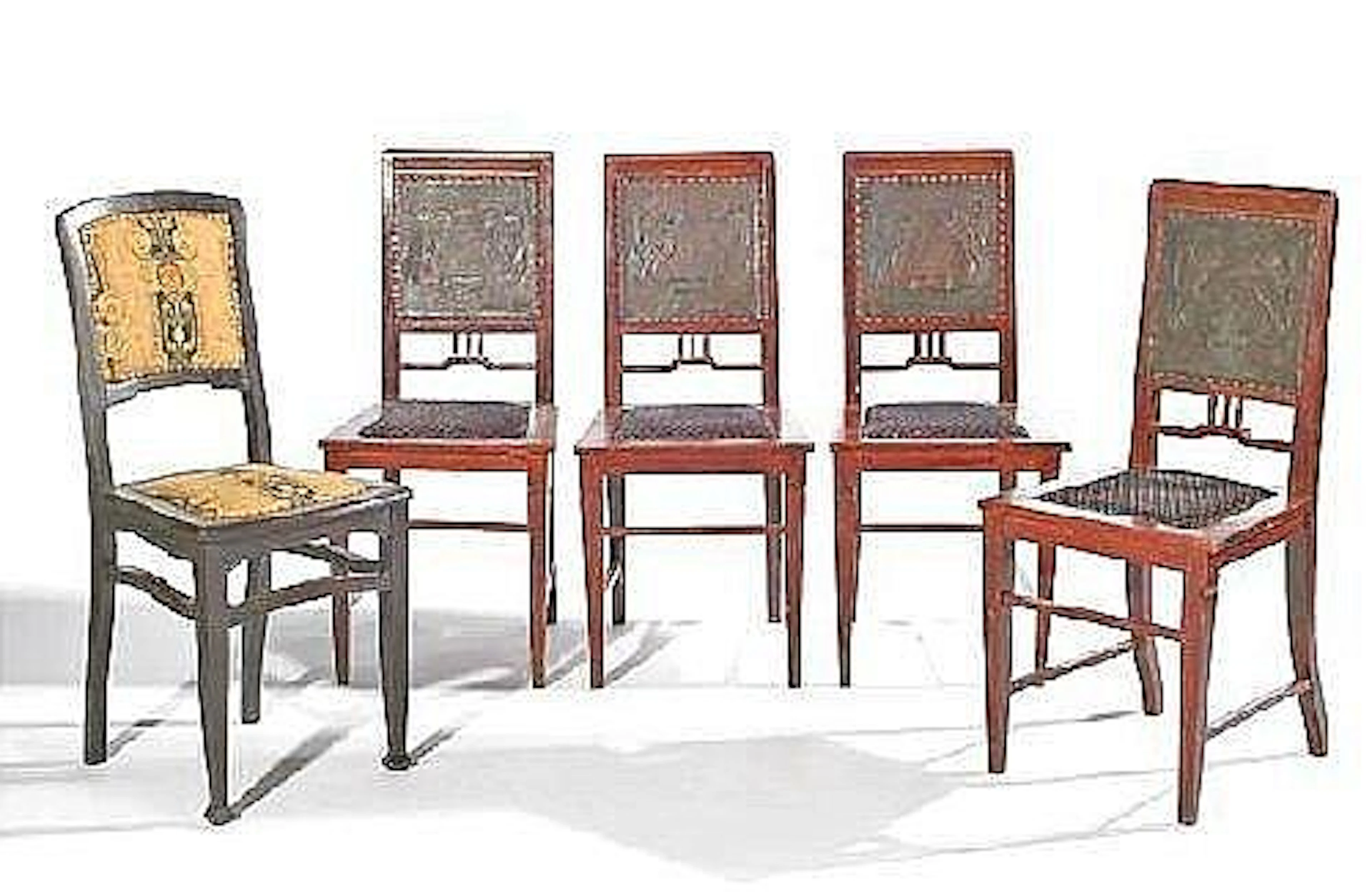JUGENDSTIL-STUHLE, UM 1910, BUCHE/EICHE H. 96/95CM