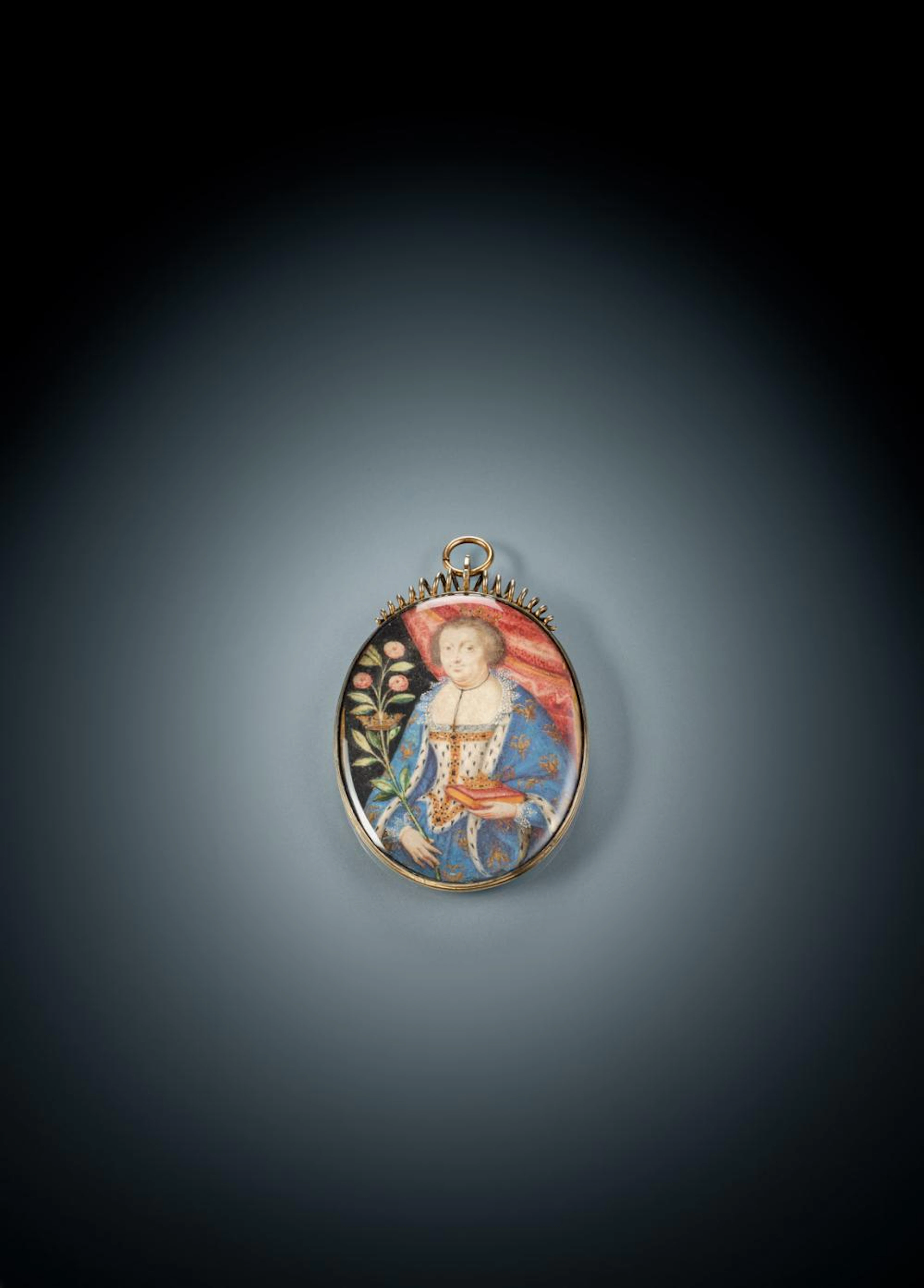 A MINIATURE PORTRAIT OF A FEMAILE MONARCH - PROBABLY CLAUDIA DE' MEDICI