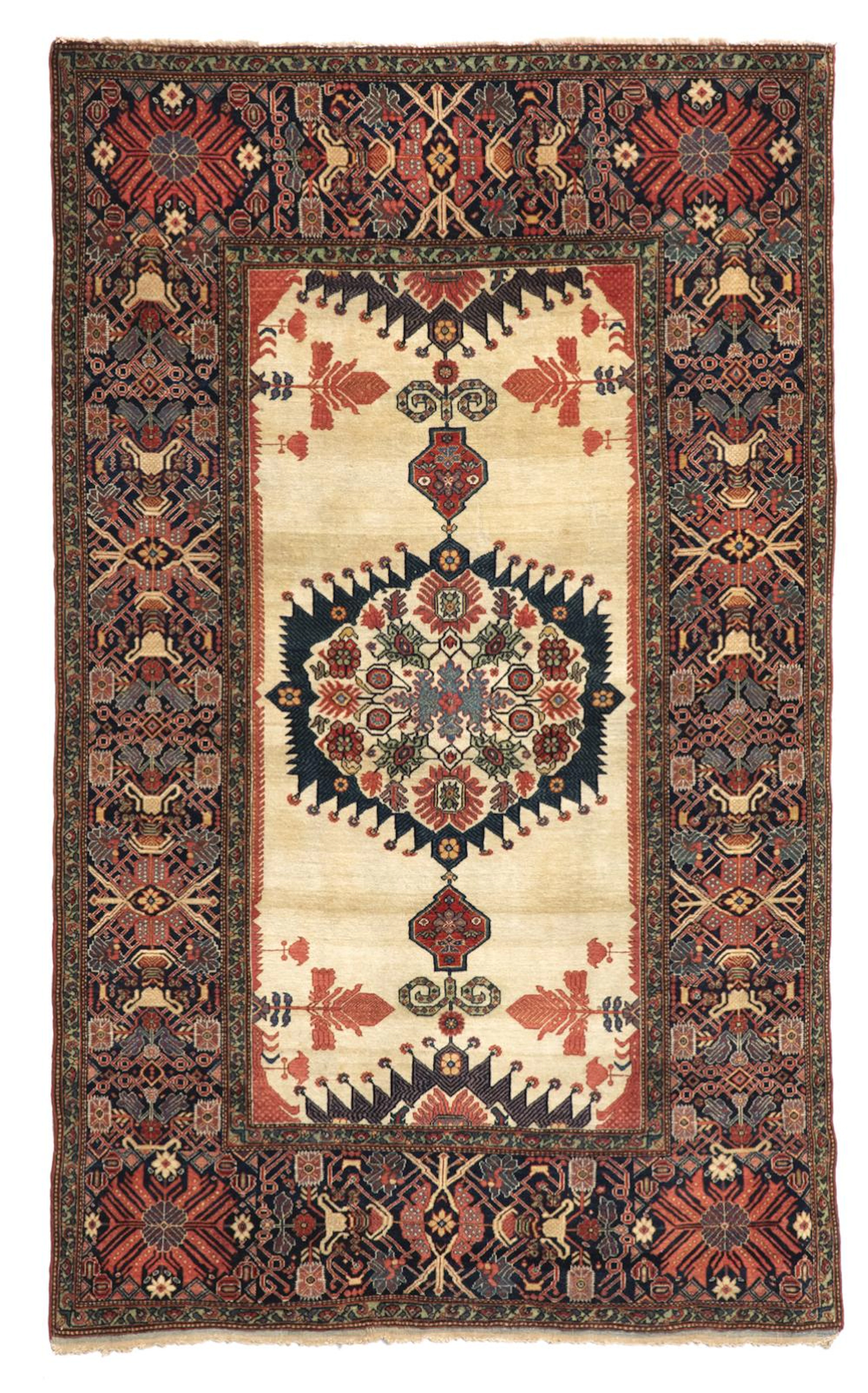 A RARE WHITE BACKGROUND FARAHAN RUG