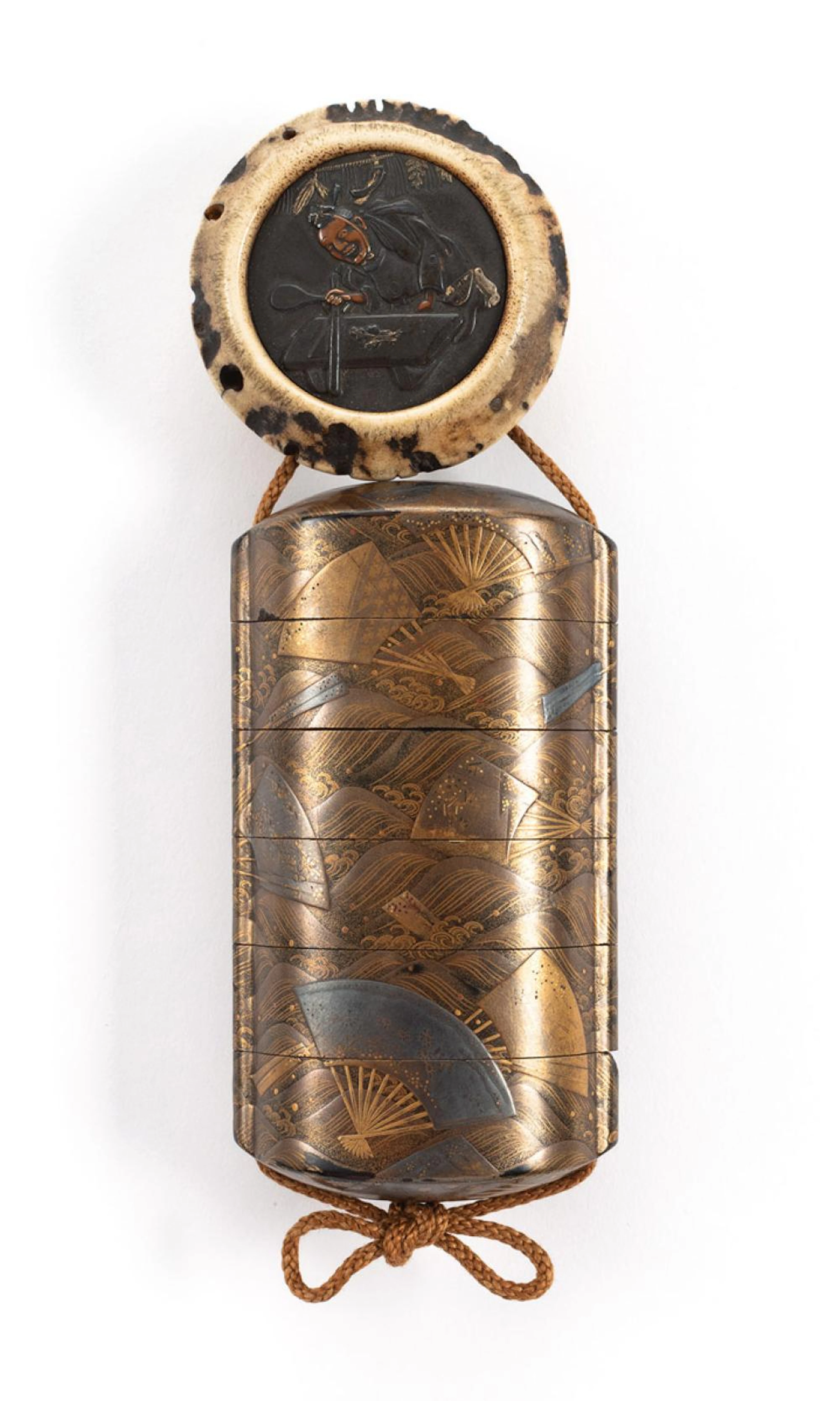 A FIVE-CASE LACQUER -INRÔ WITH FANS