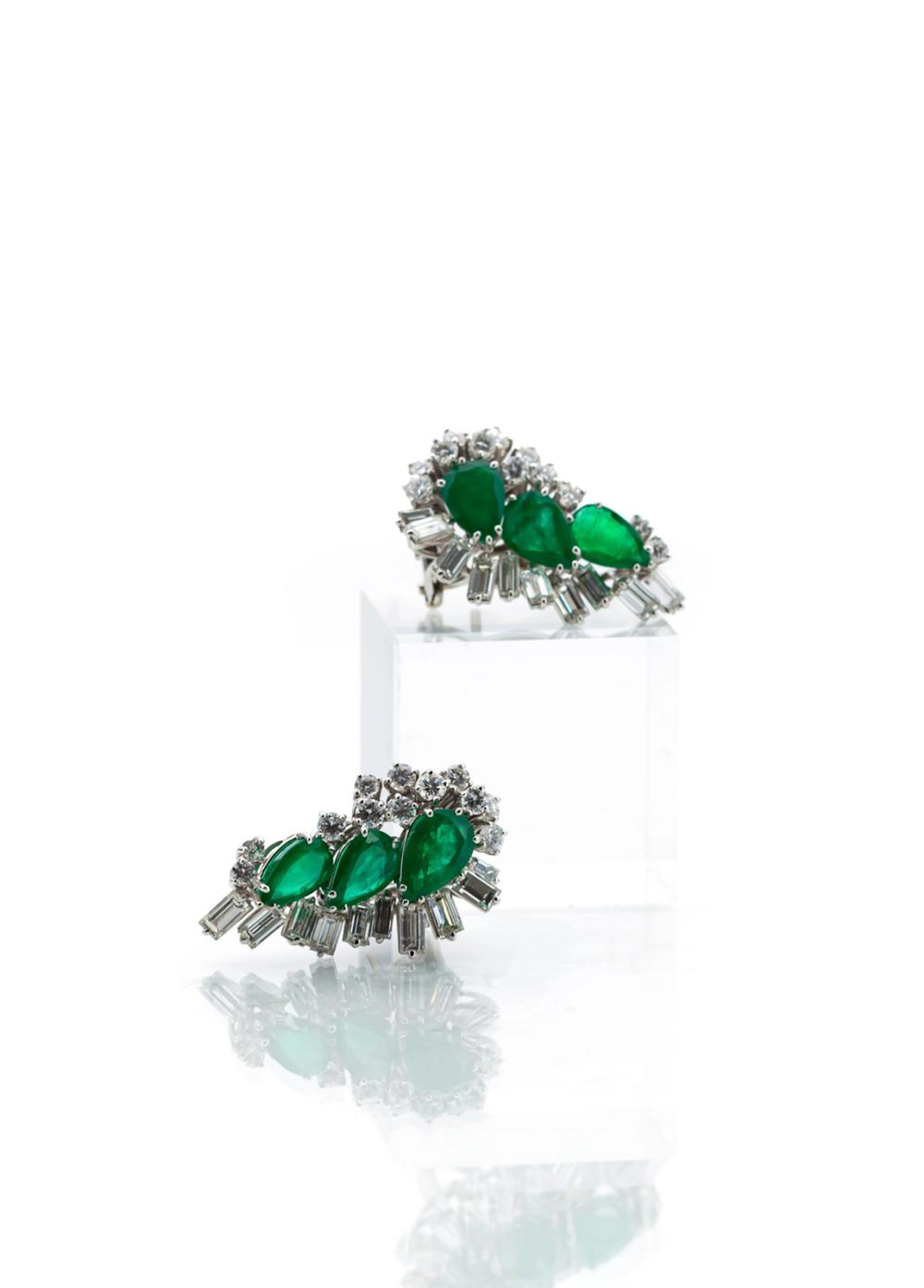 Paar Smargd-Diamant-Ohrringe