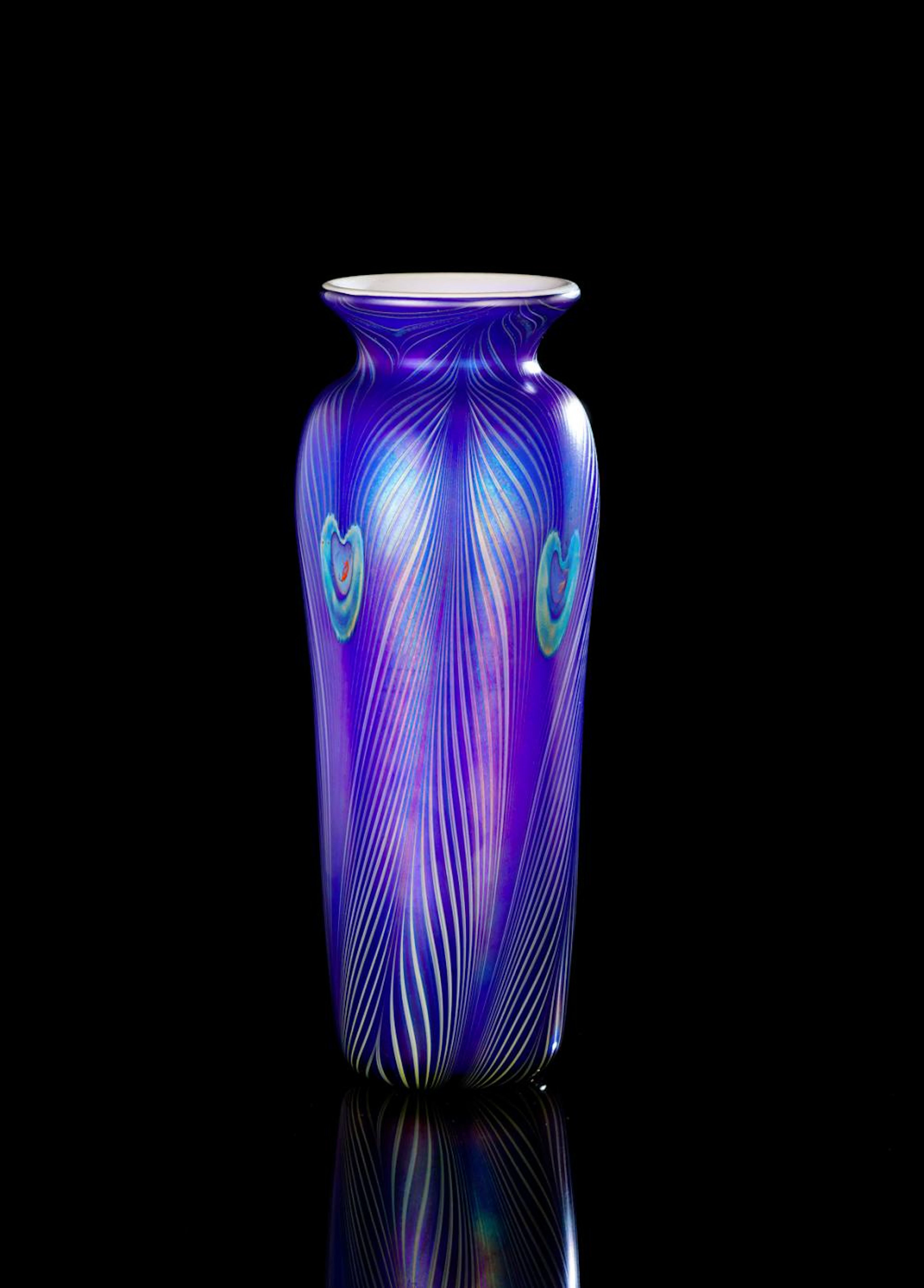 Tiffany Pfauenauge Favrile Glas Vase