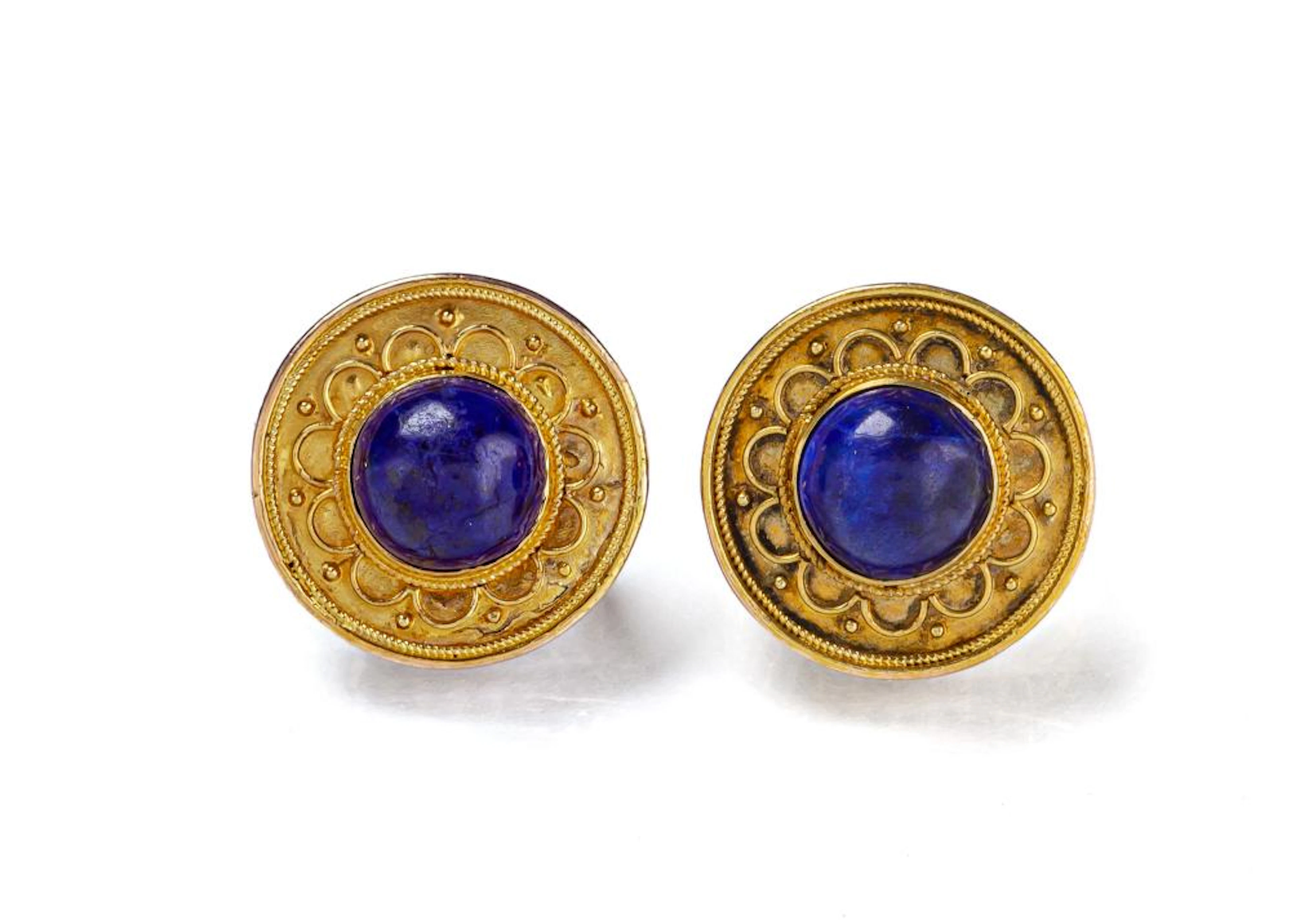 Paar Lapis-Lazuli-Gold Ohrringe