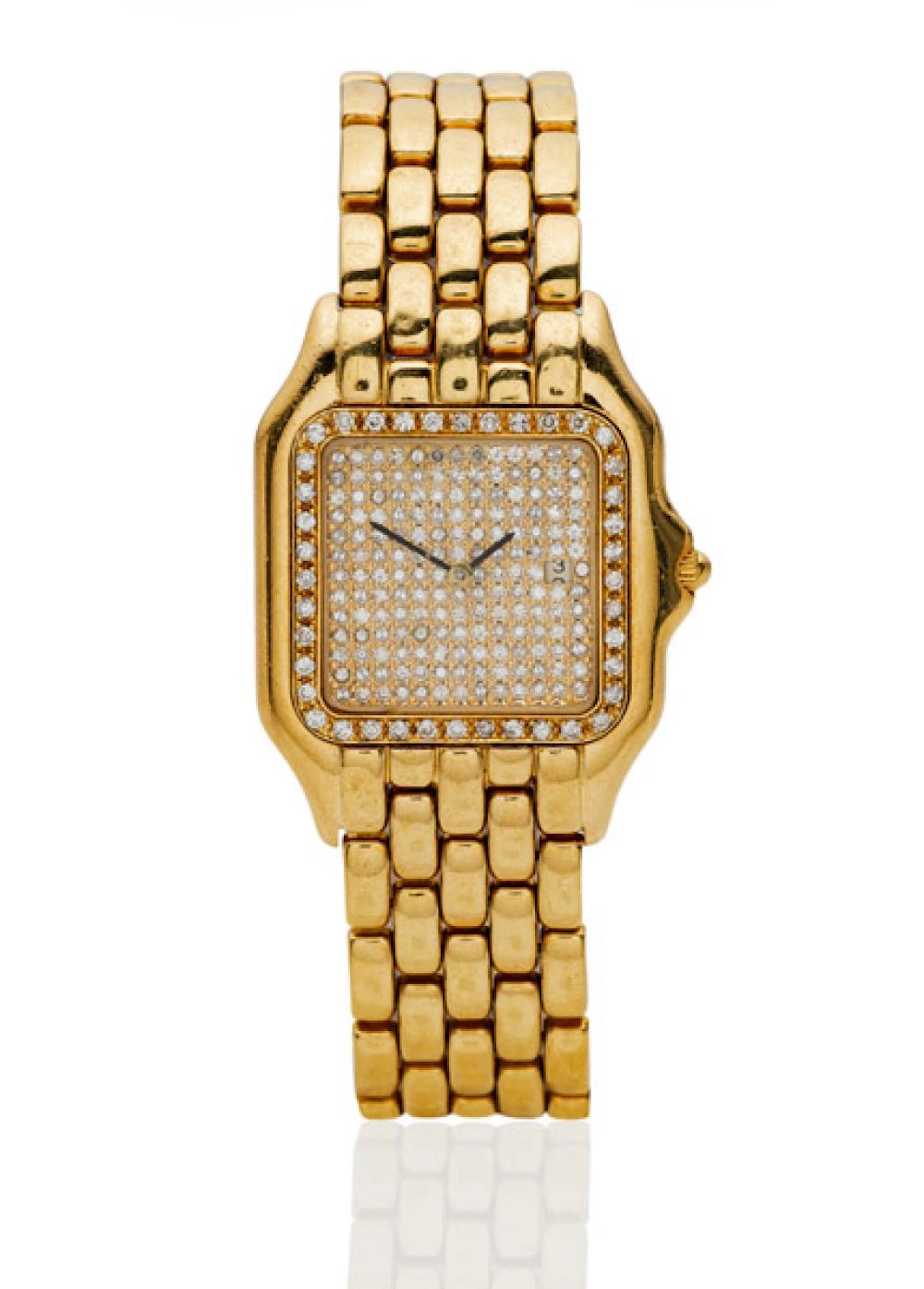 Goldene Diamantuhr im Stile Cartiers
