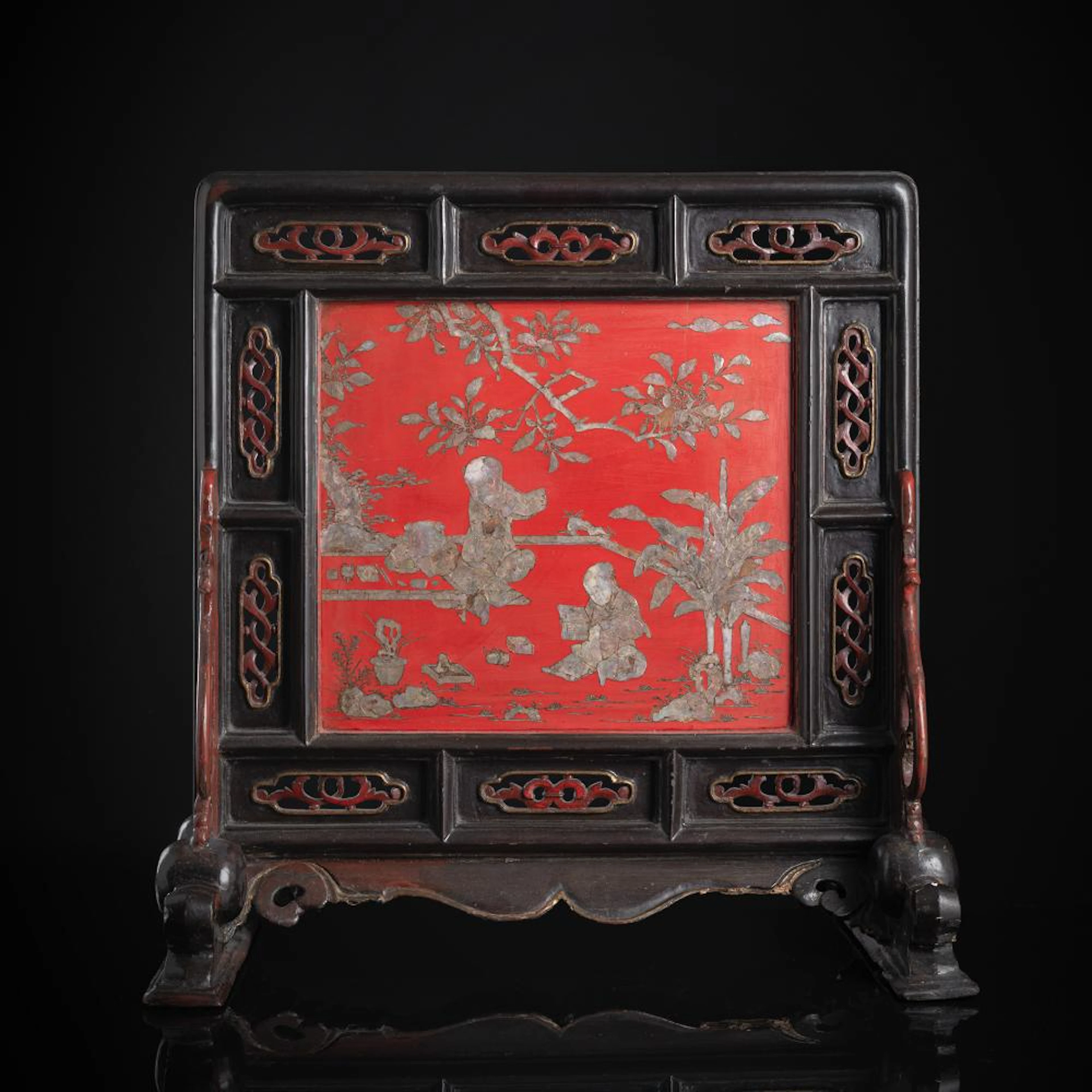 A MOTHER-OF-PEARL-INLAID SCREE