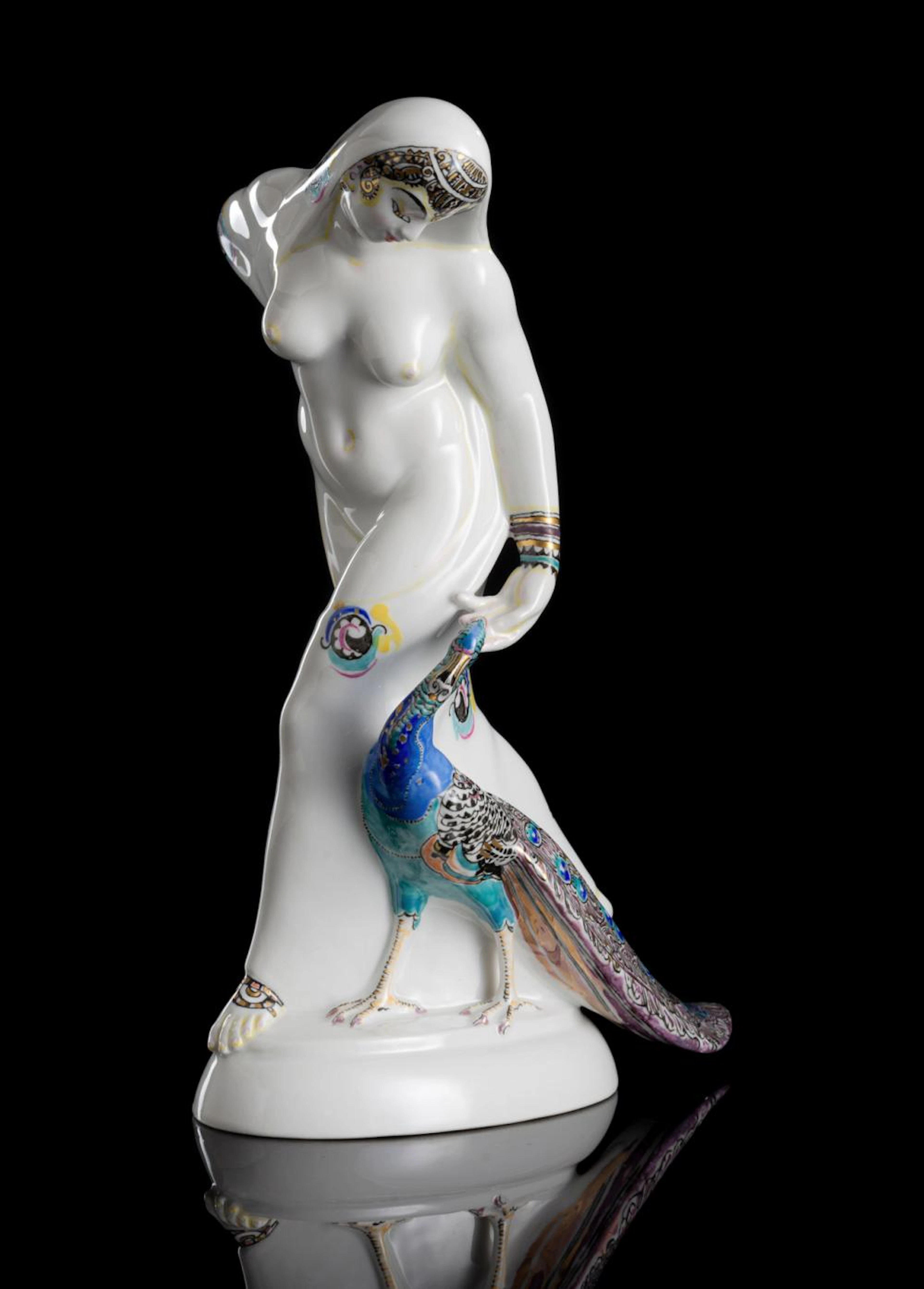 AN INDIAN WOMAN WITH PEACOCK FROM THE "HOCHZEITSZUG" CENTREPIECE