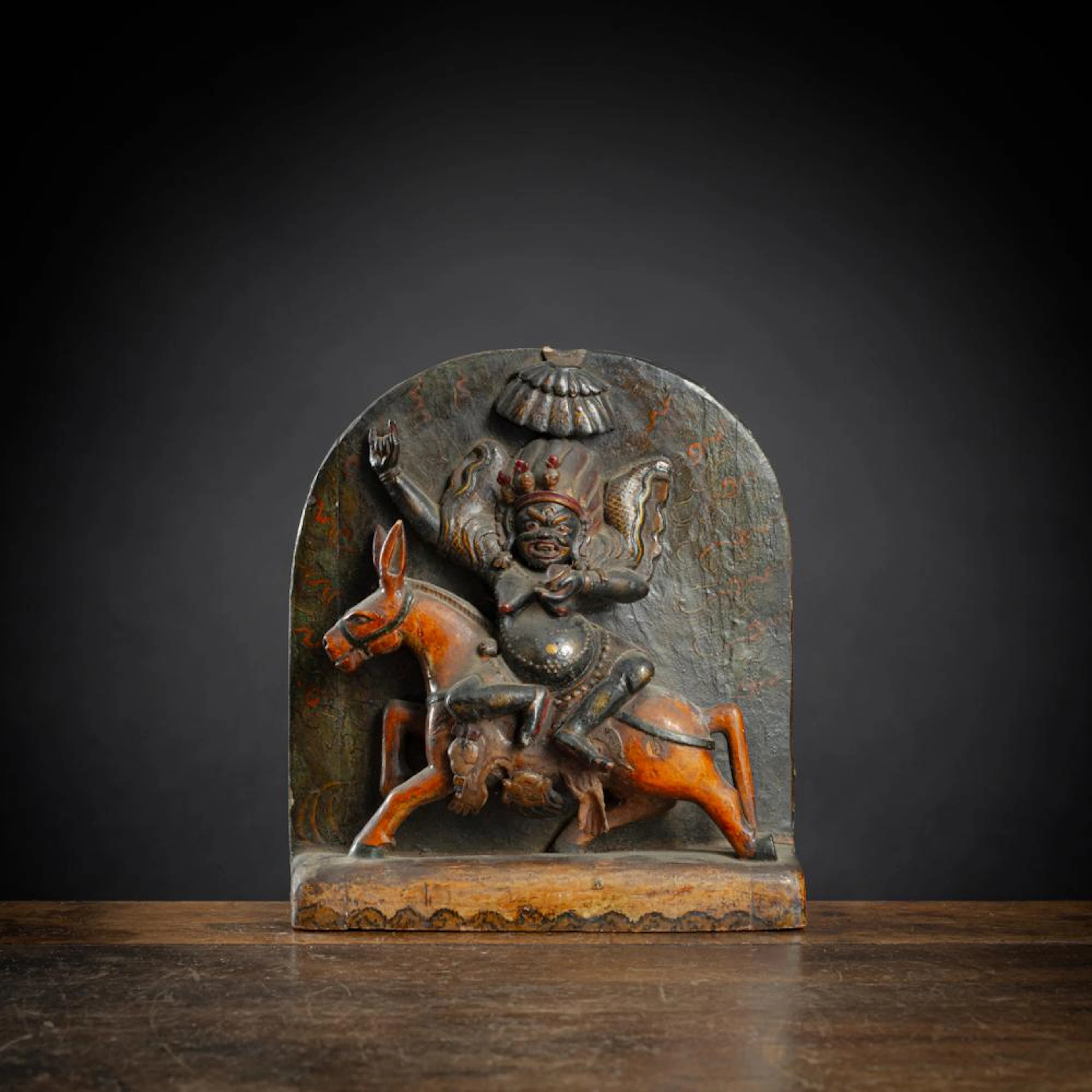 A POLYCHROME WOOD FIGURE OF SHRI DEVI