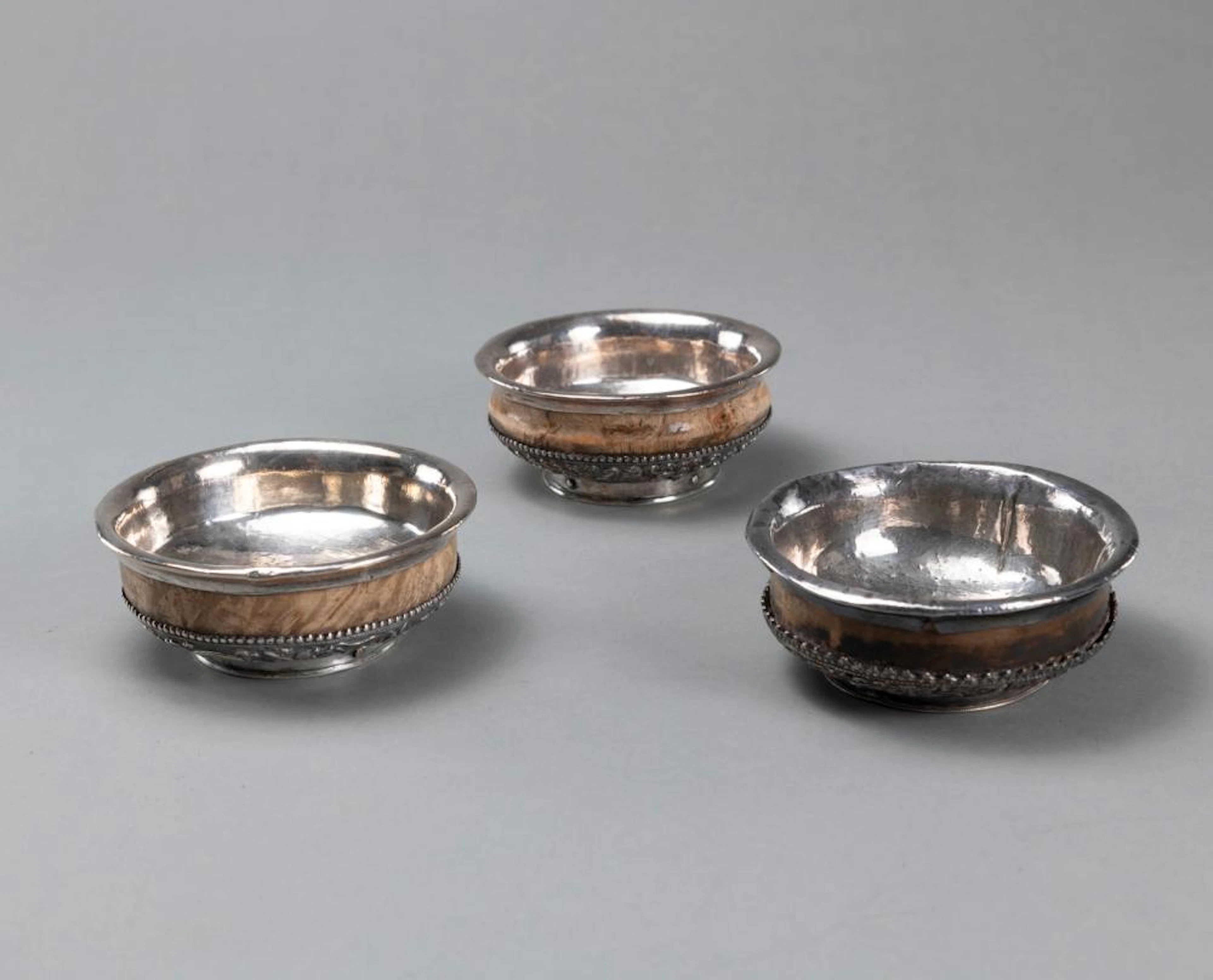 THREE ROOT WOODEN TEA BOWLS (PHORBA)