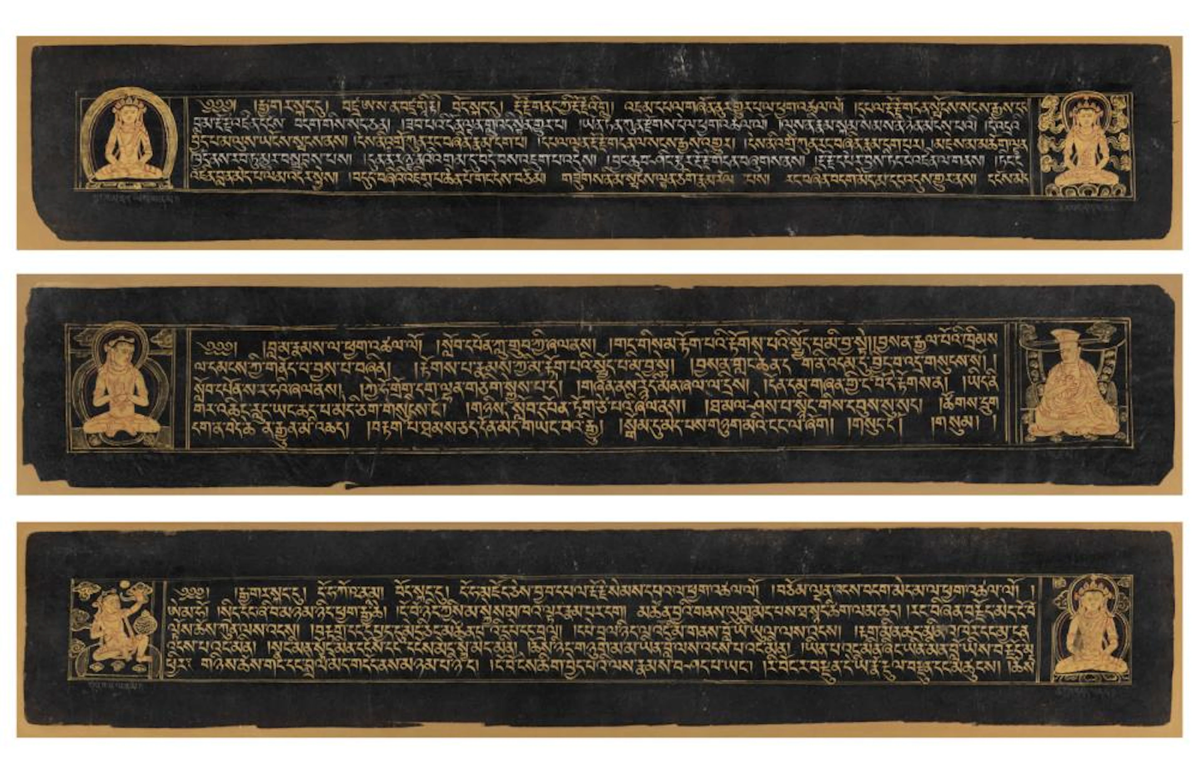 THREE PAGES OF A TIBETAN MANUSCRIPT