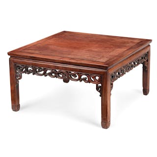 AN OPENWORK APRON SQUARE LOW TABLE