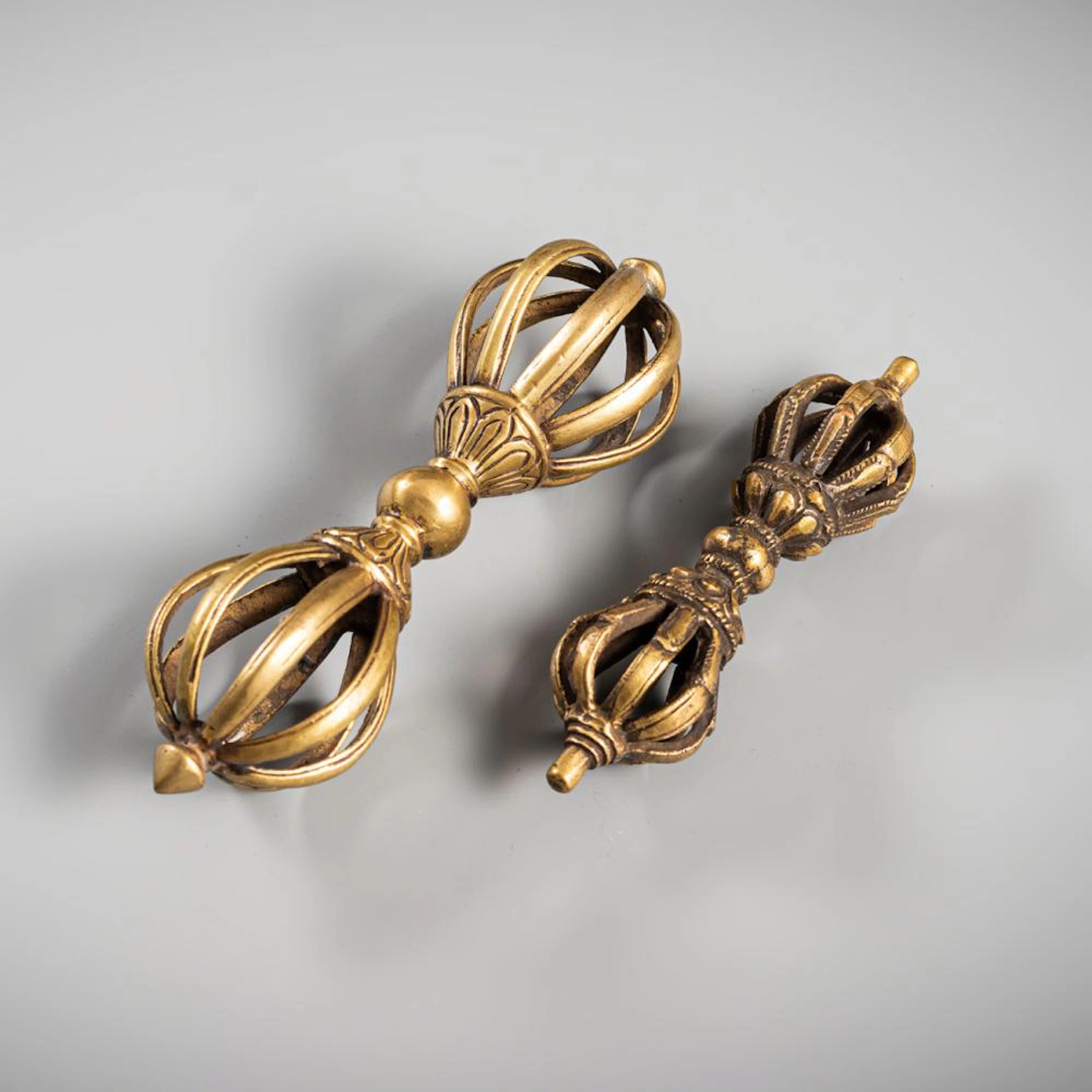 TWO BRONZE VAJRA