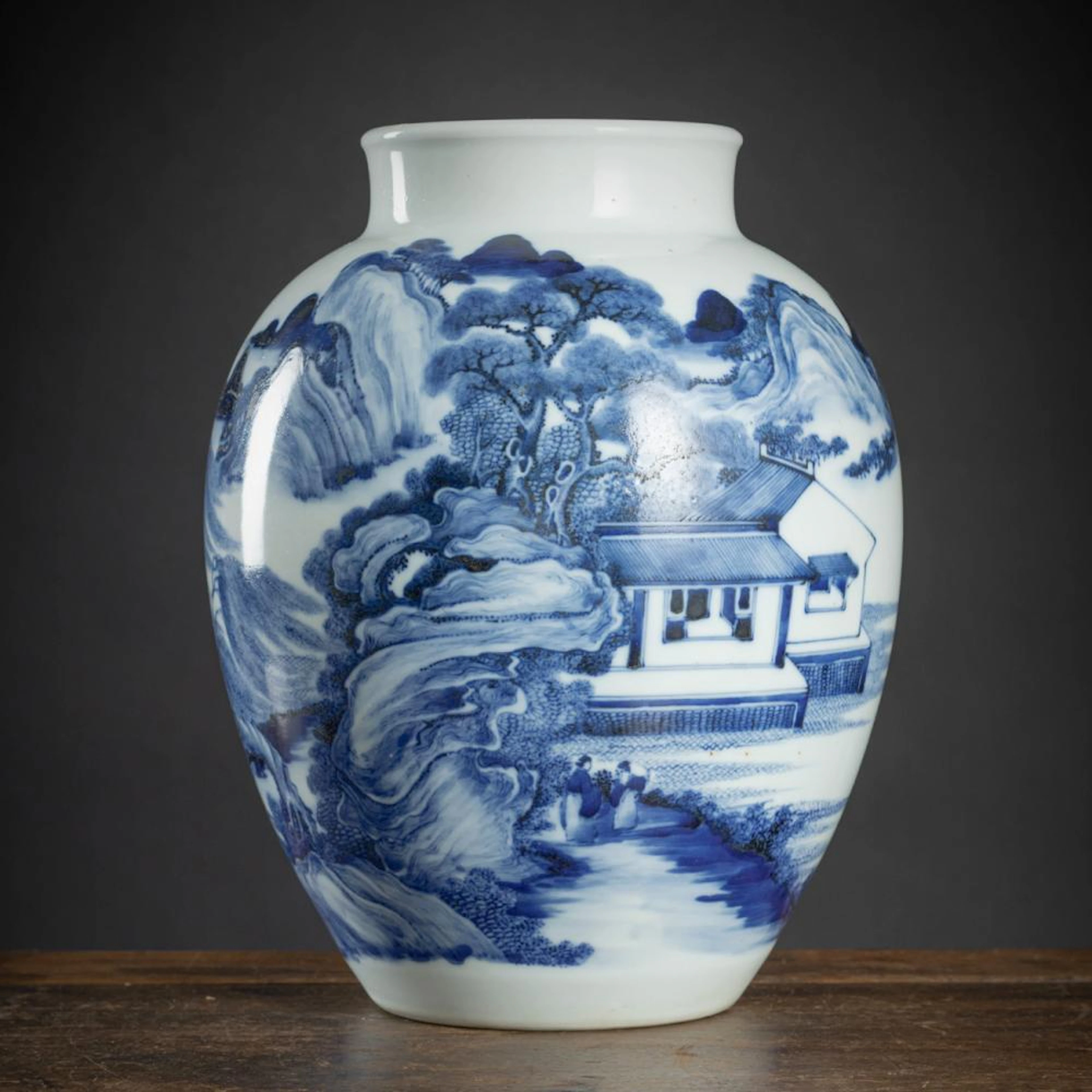A BLUE AND WHITE LANDSCAPE PORCELAIN VASE