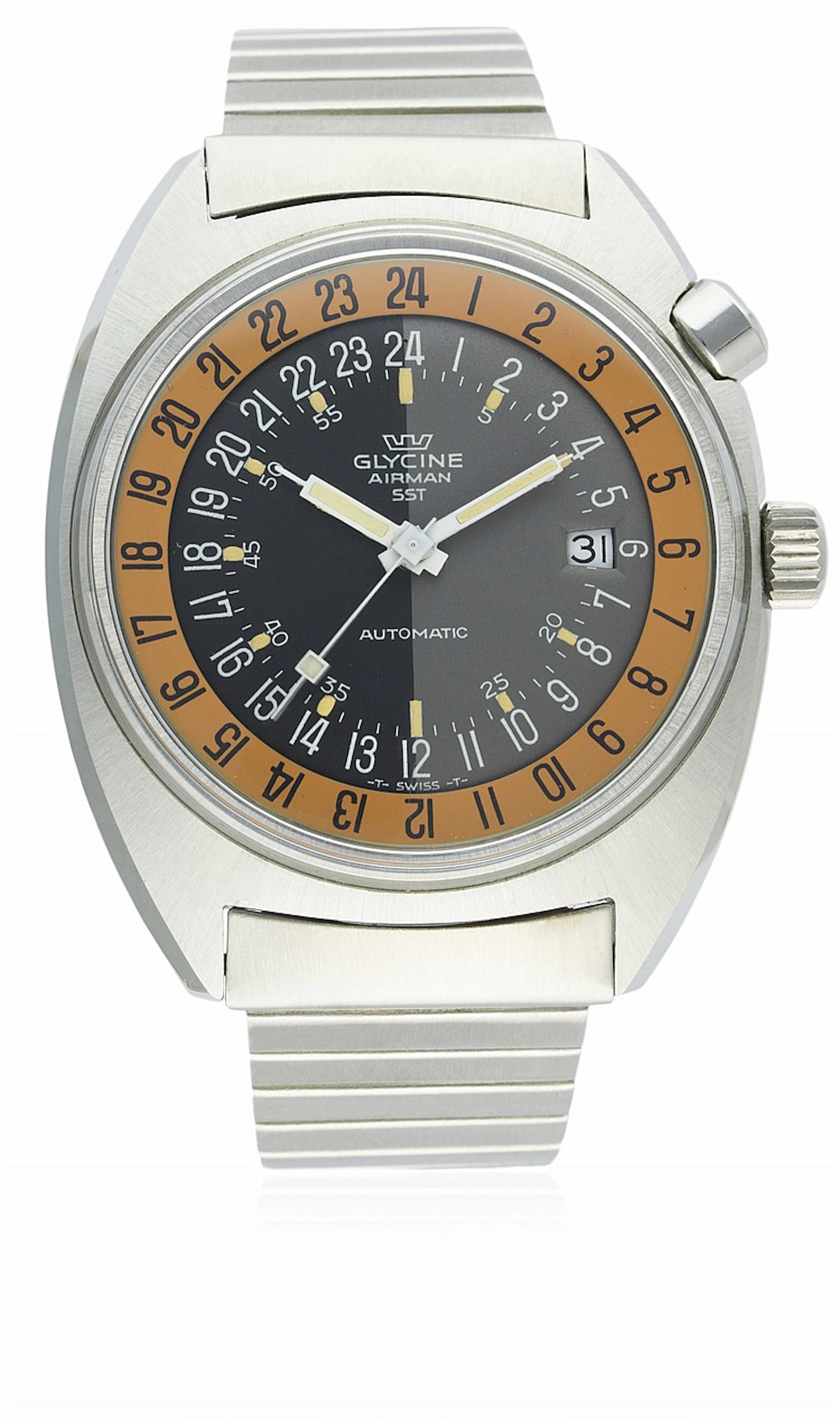 A GENTLEMAN'S "NOS" STAINLESS STEEL GLYCINE AIRMAN SST...
