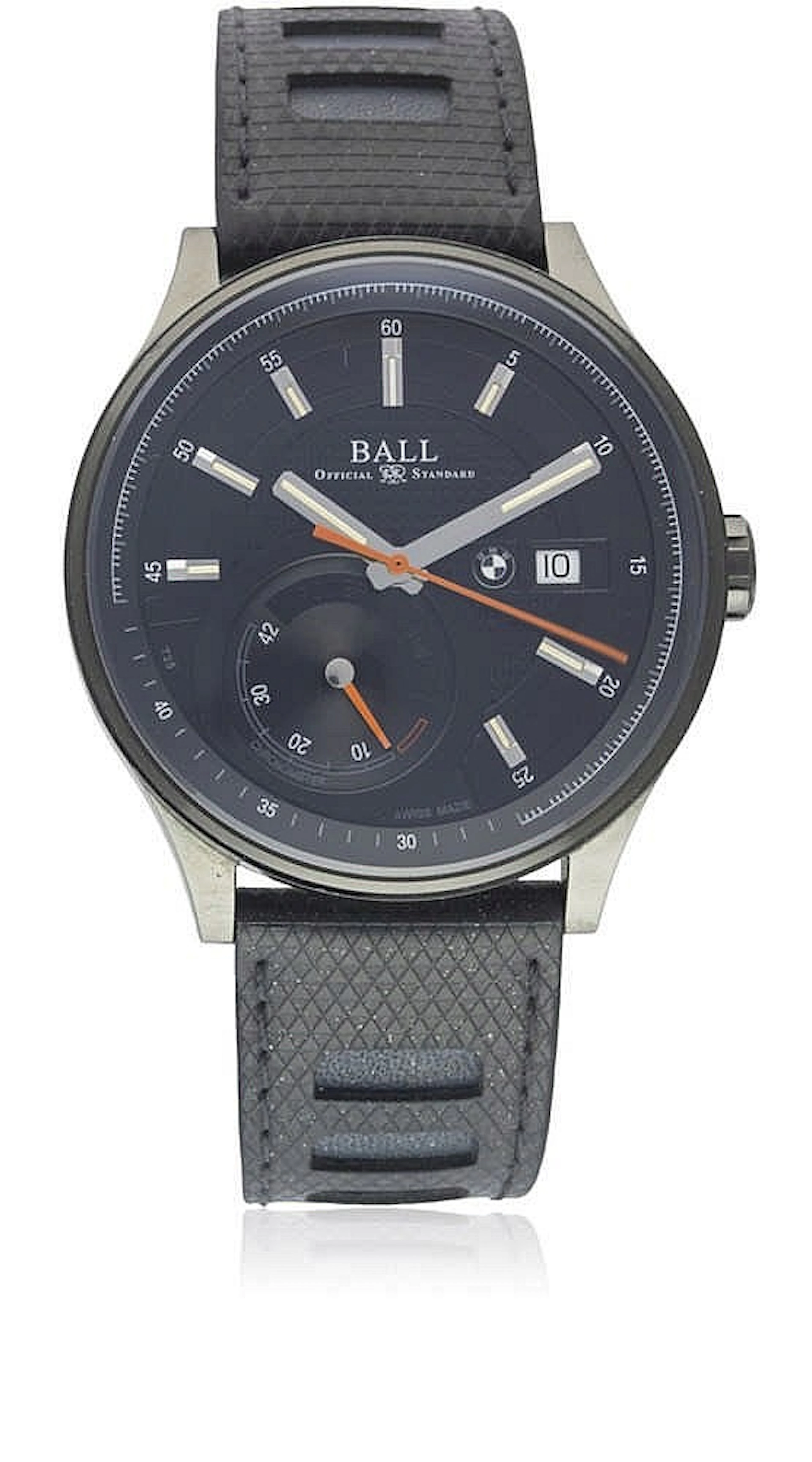 A GENTLEMAN'S DLC COATED STAINLESS STEEL BALL POWER RESERVE WRIST WATCH