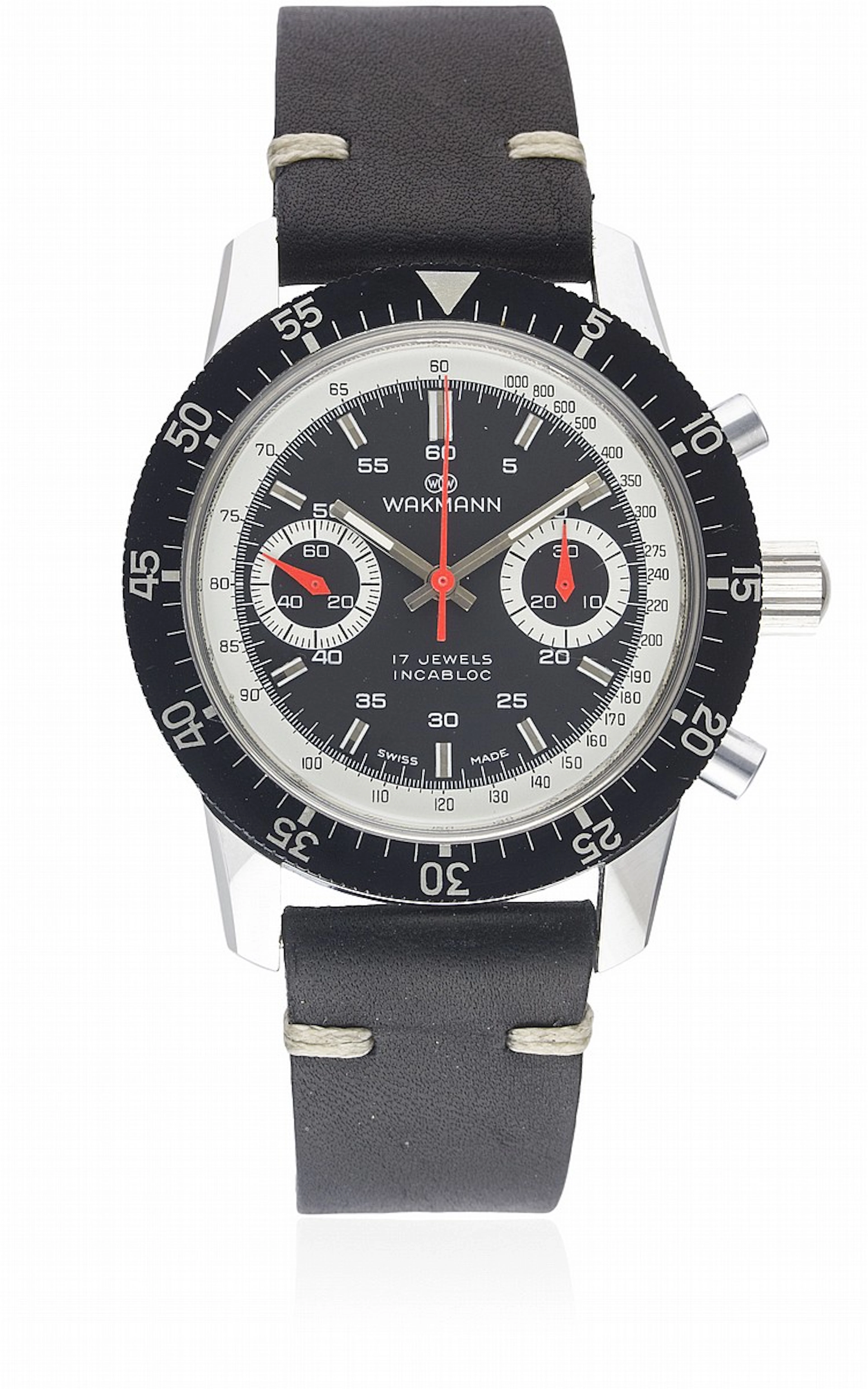 A RARE GENTLEMAN'S "NOS" WAKMANN "BIG BOY" CHRONOGRAPH...