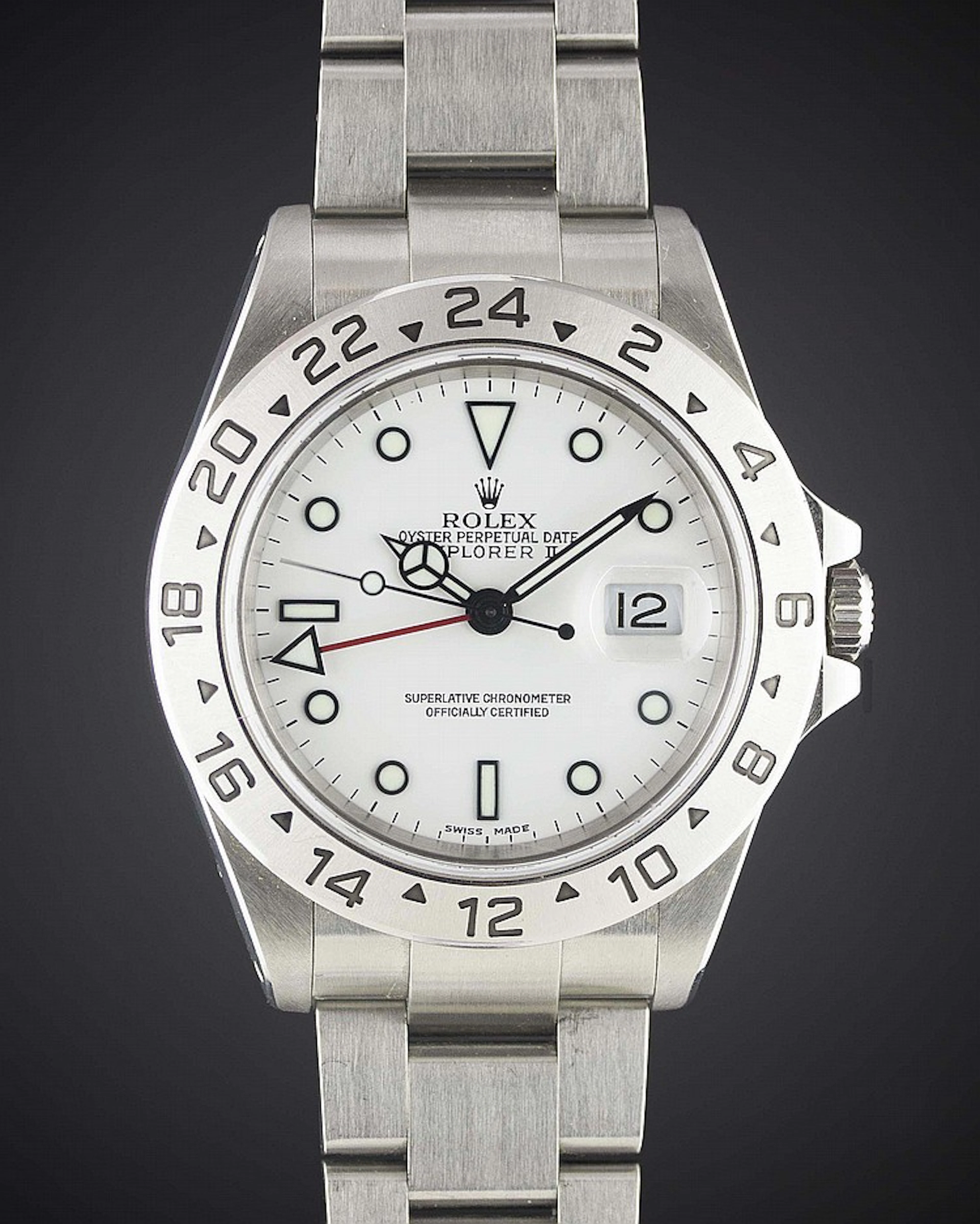 A GENTLEMAN'S STAINLESS STEEL ROLEX OYSTER PERPETUAL EXPLORER II BRACELET WATCH
