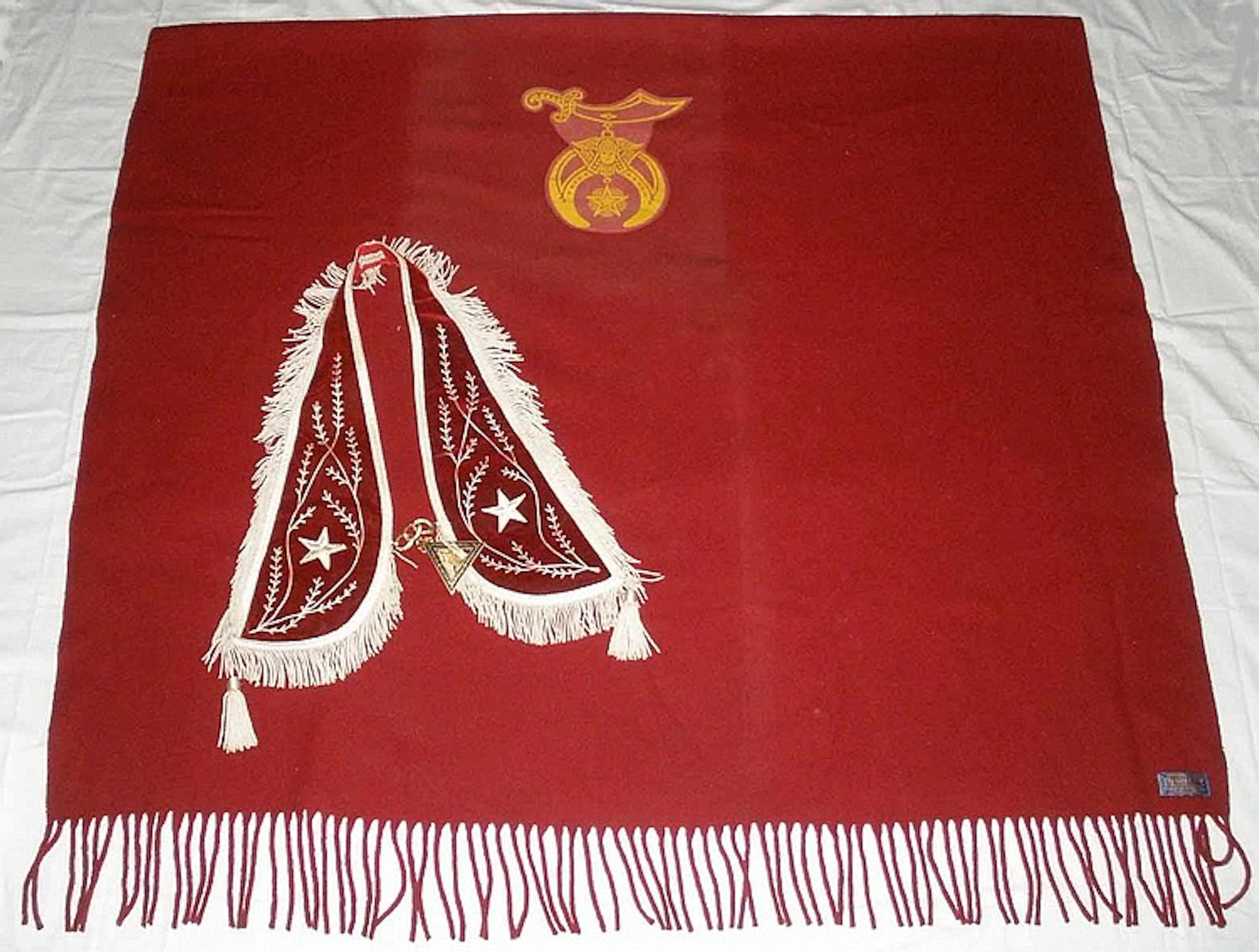 Vintage Masonic Blanket & Collar with enameled Pendant.