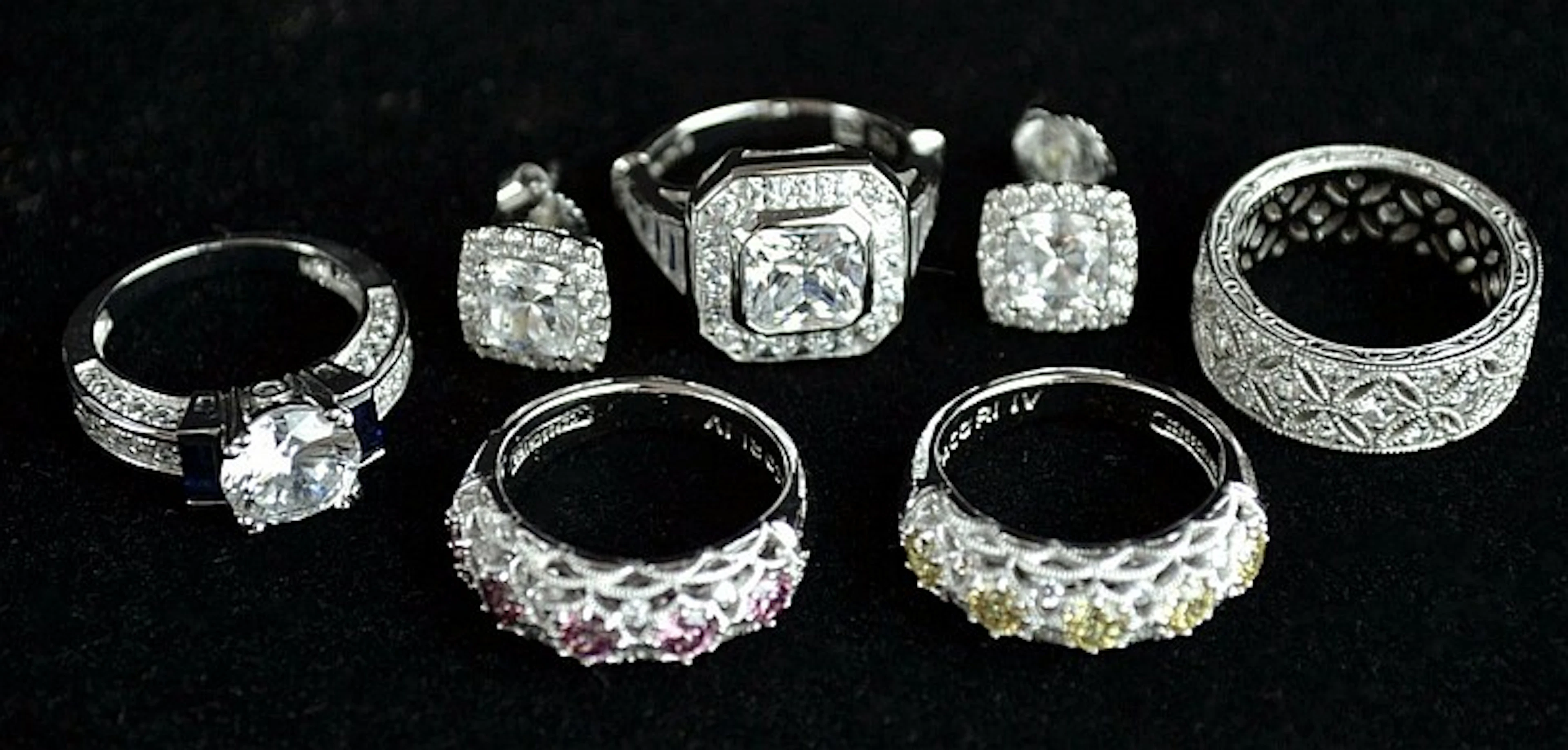 Lot of 4 Sterling Tacori Rings & 1 Pair Earrings