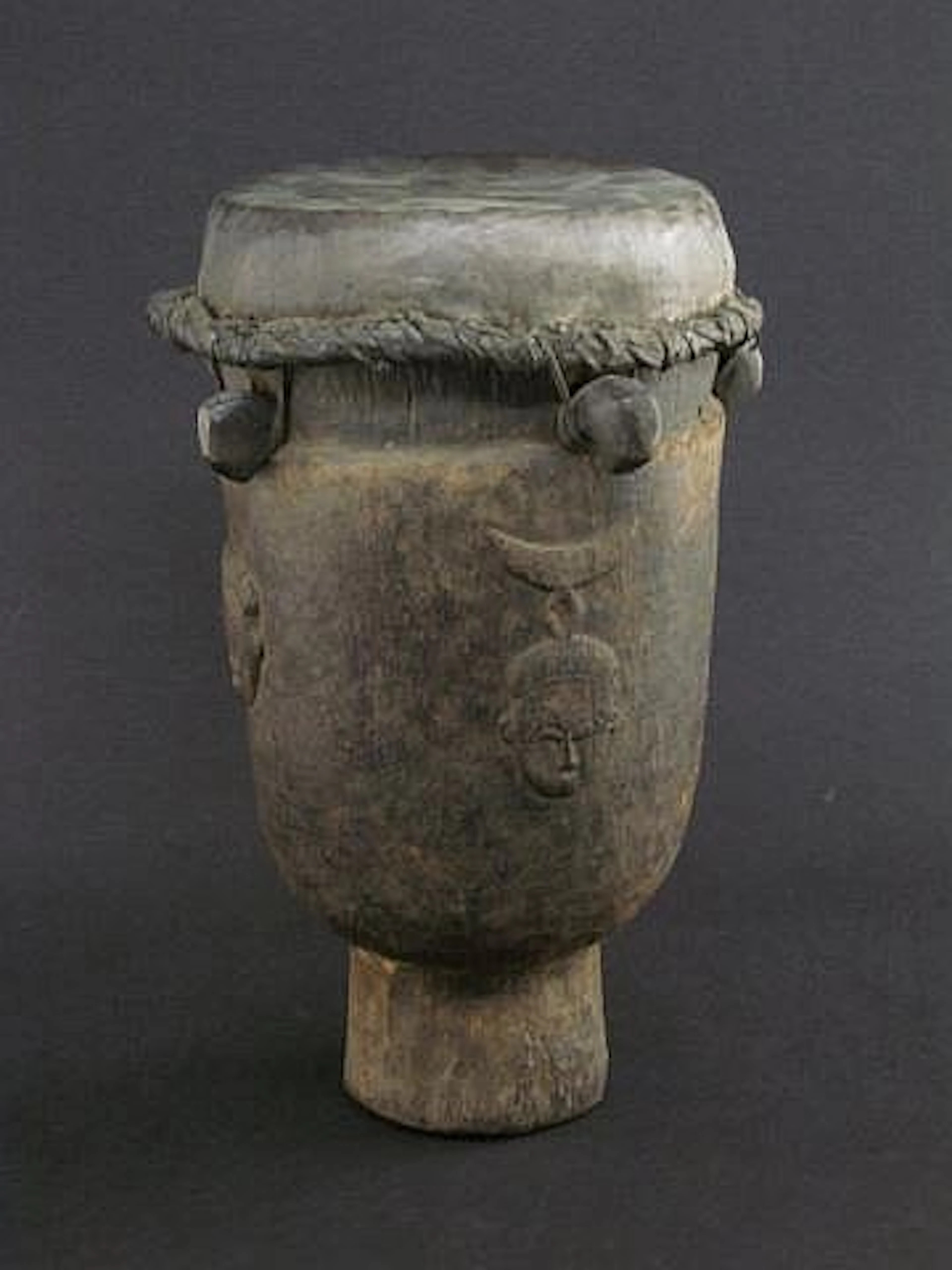 Baule Carved Wood Drum Tribal African Percussion Musical Instrument