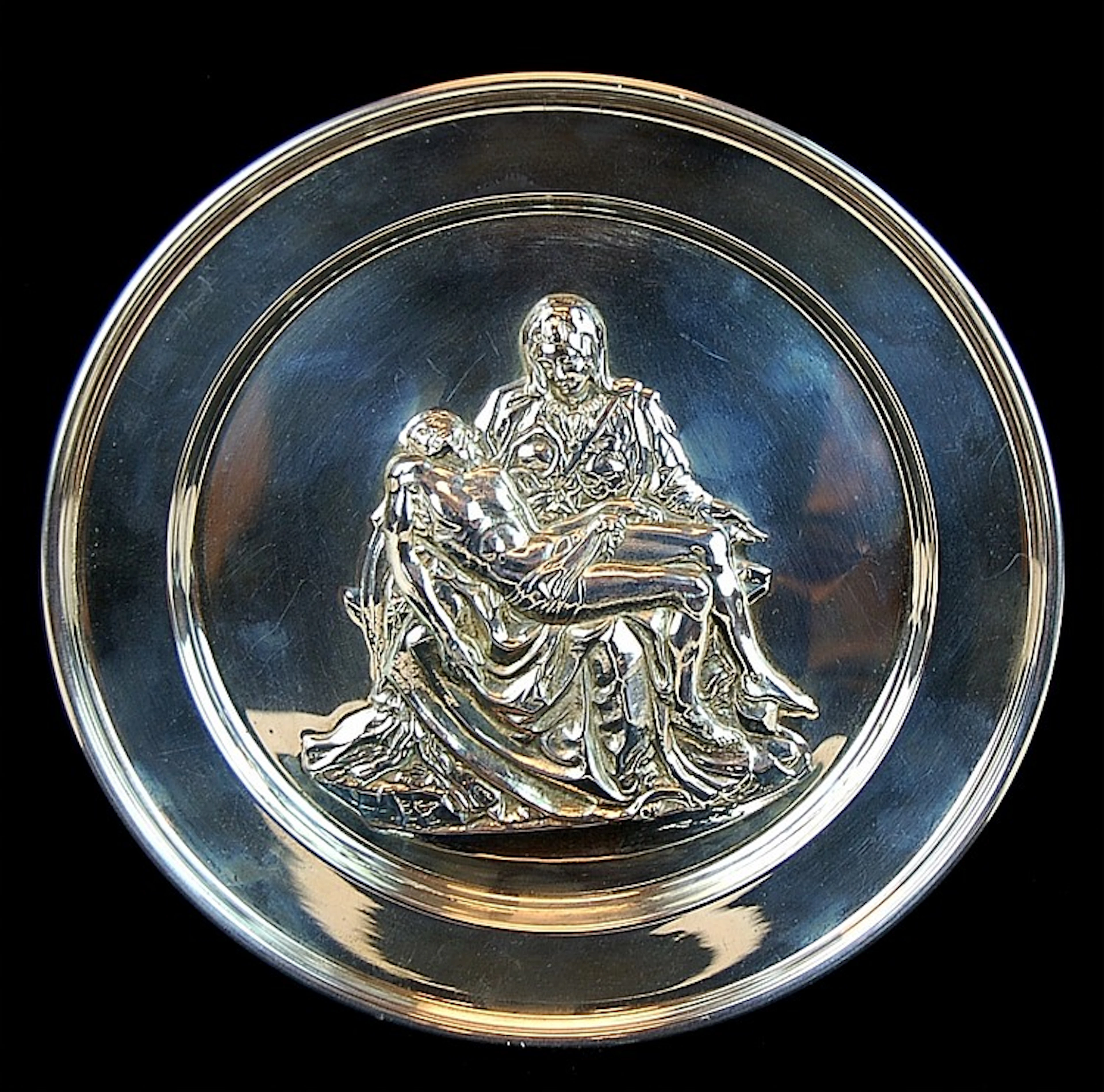 English Sterling Silver Pieta, Michelangelo Plate