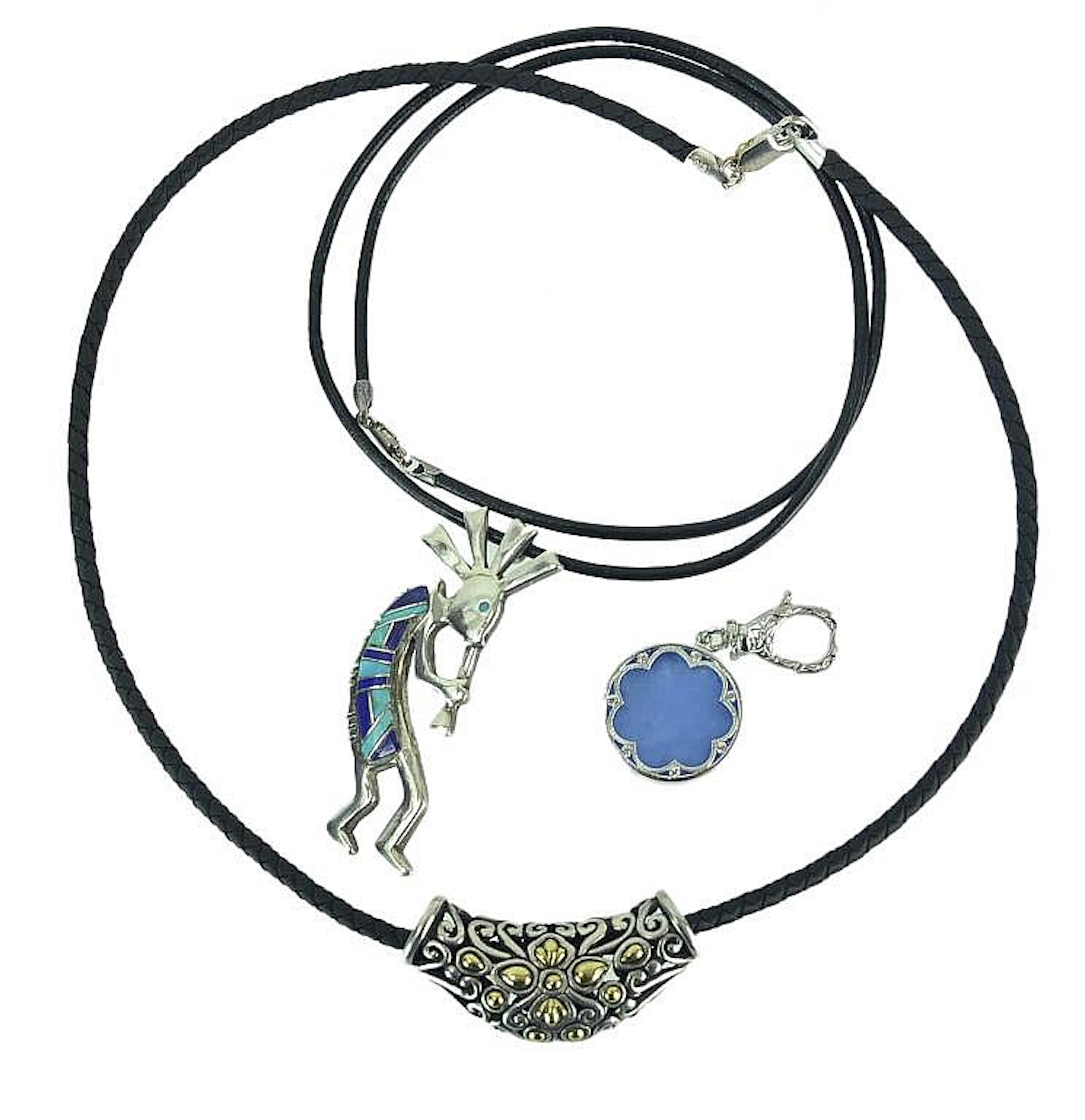 18K, Sterling Silver Kokopelli, Lapis Pendant Lot