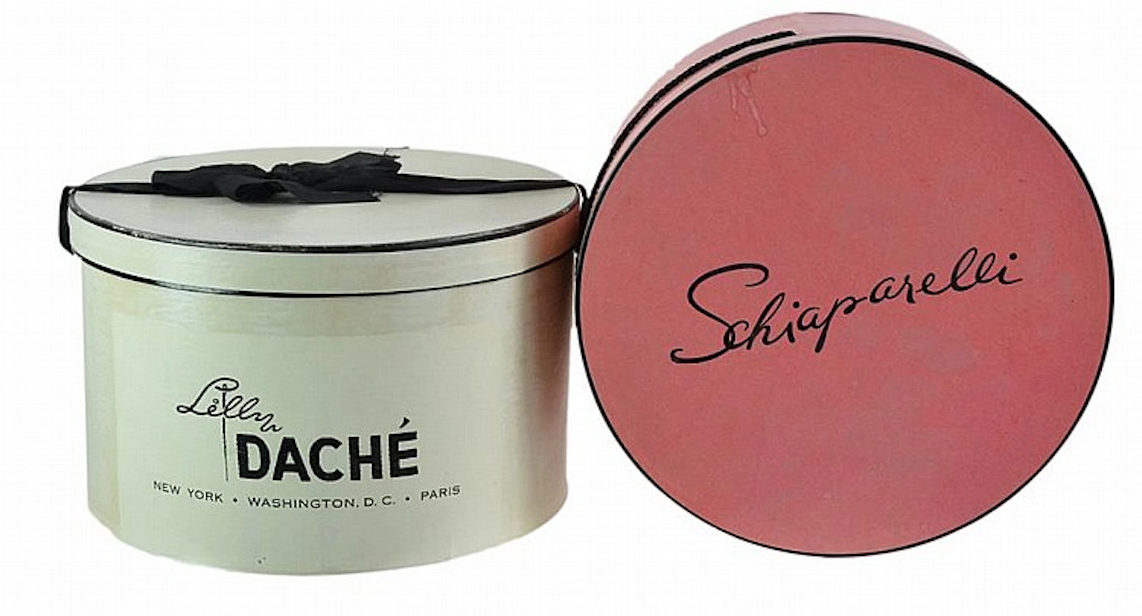 Vintage Schiaparelli & Dache Hat Box Pair